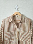 Neutral Striped Oversized Button Up (S)
