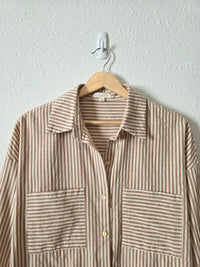 Neutral Striped Oversized Button Up (S)