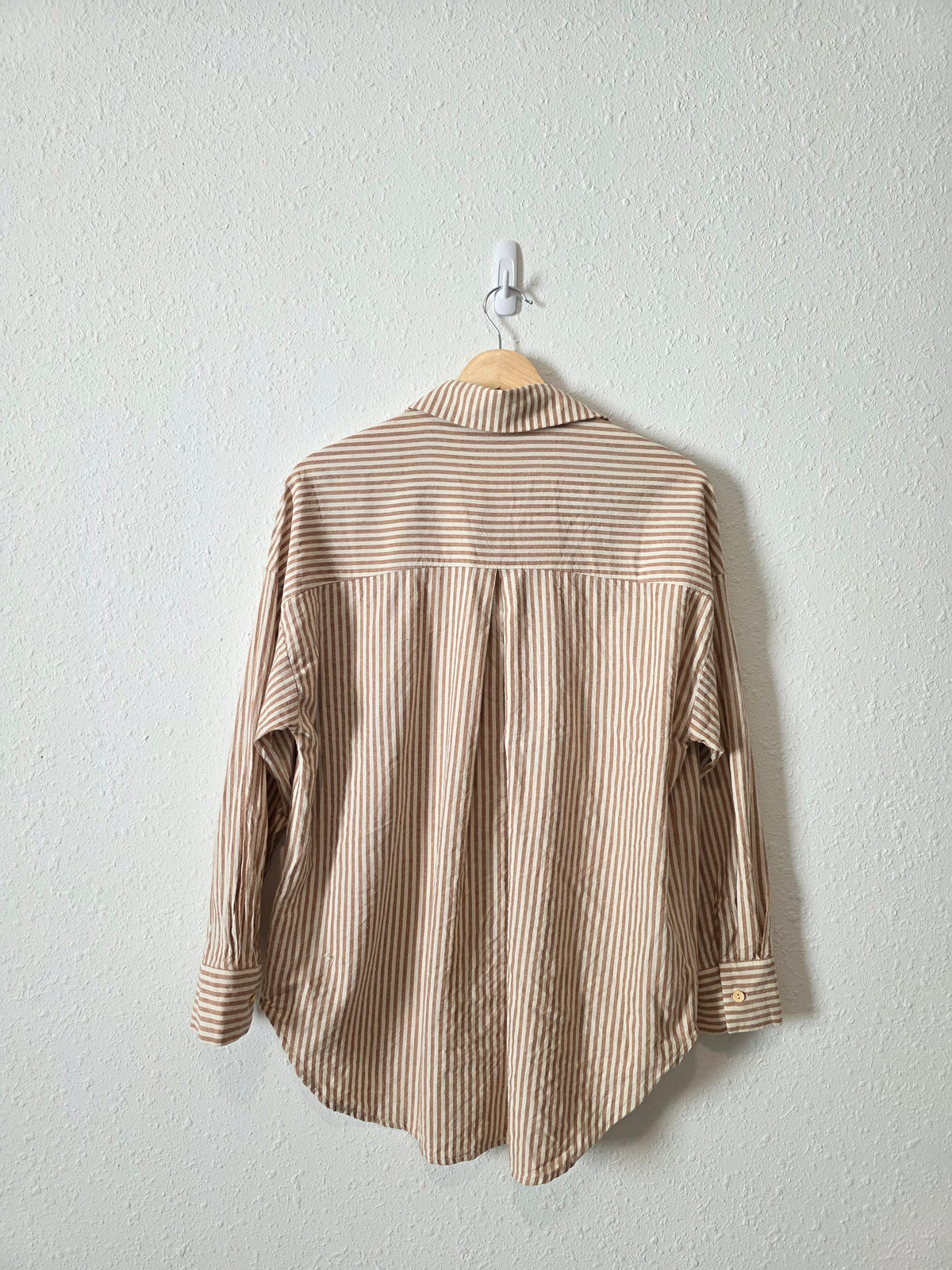 Neutral Striped Oversized Button Up (S)