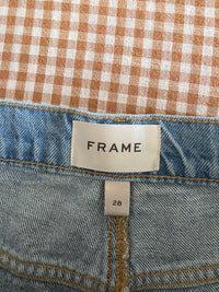 Frame Light Wash Denim Shorts (28)