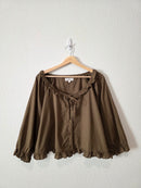 Sonderhaus Olive Puff Sleeve Top (L)