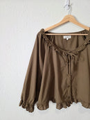 Sonderhaus Olive Puff Sleeve Top (L)