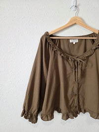 Sonderhaus Olive Puff Sleeve Top (L)