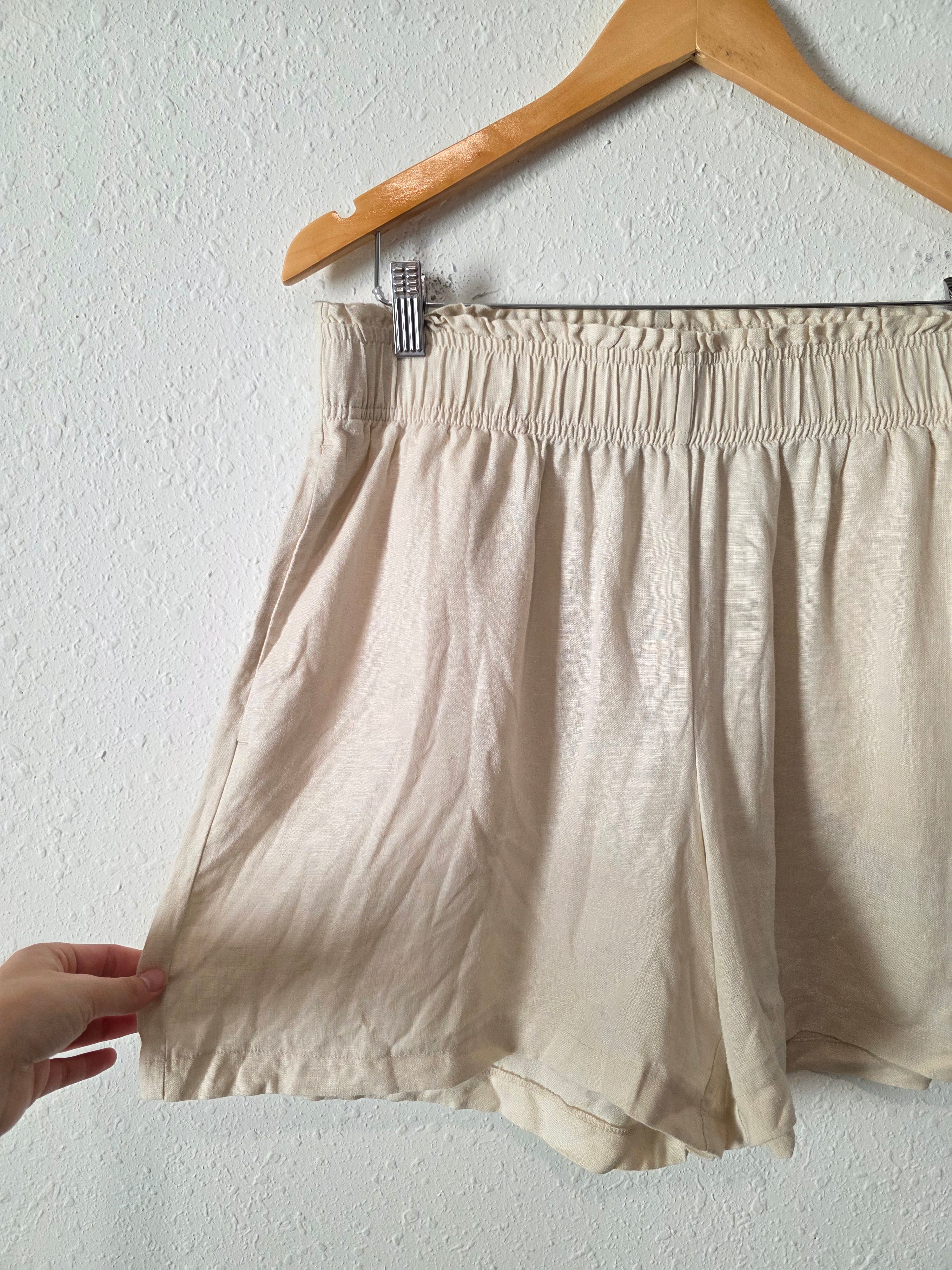 Quince High Waisted Linen Shorts (L)