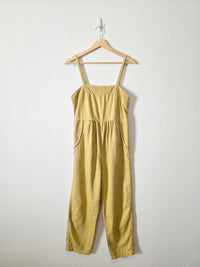 Anthropologie Mustard Cotton Linen Jumpsuit (XS)