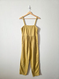Anthropologie Mustard Cotton Linen Jumpsuit (XS)