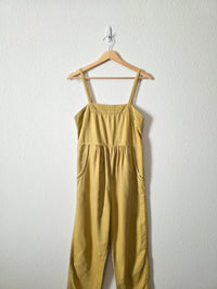 Anthropologie Mustard Cotton Linen Jumpsuit (XS)