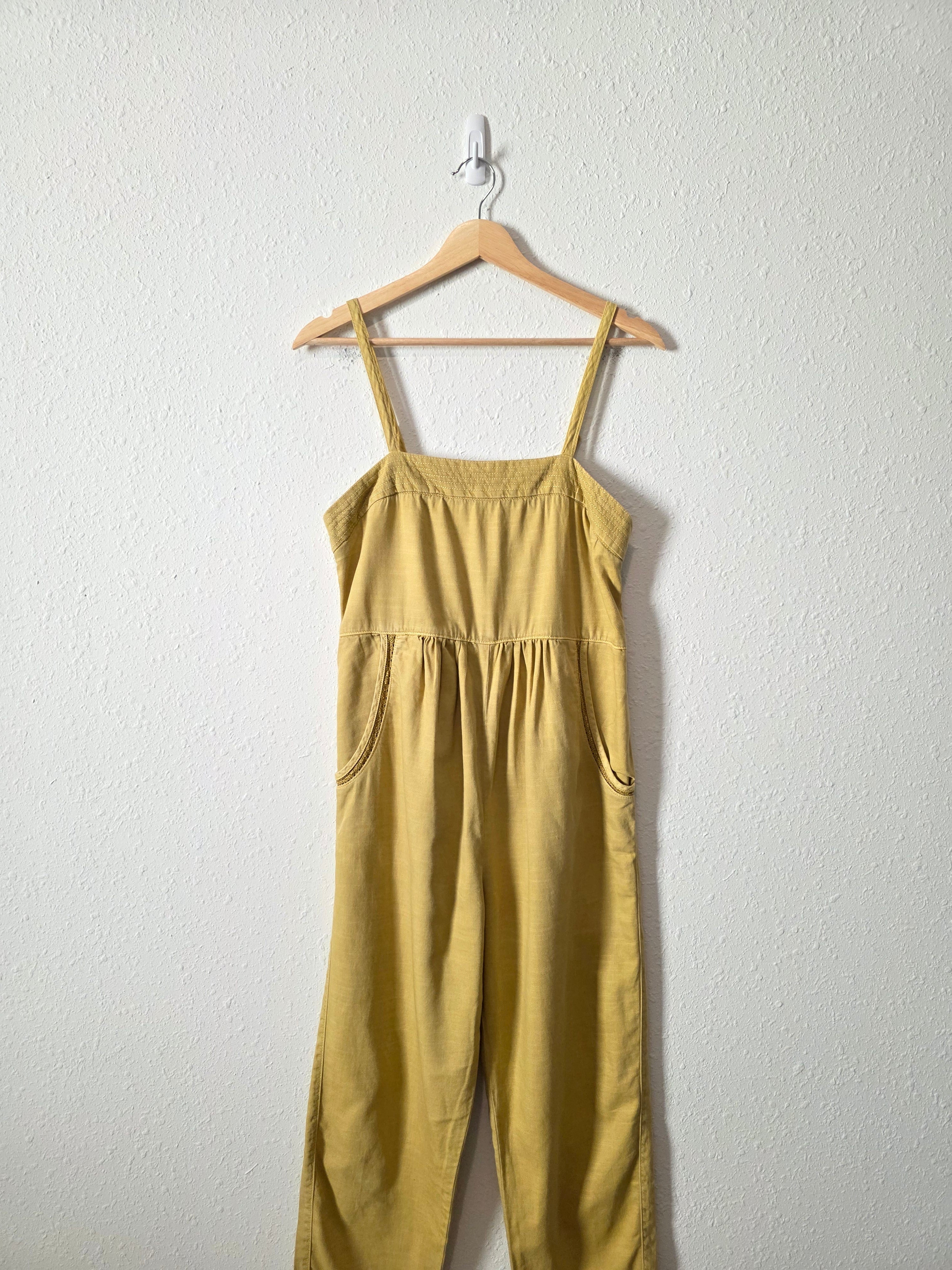 Anthropologie Mustard Cotton Linen Jumpsuit (XS)