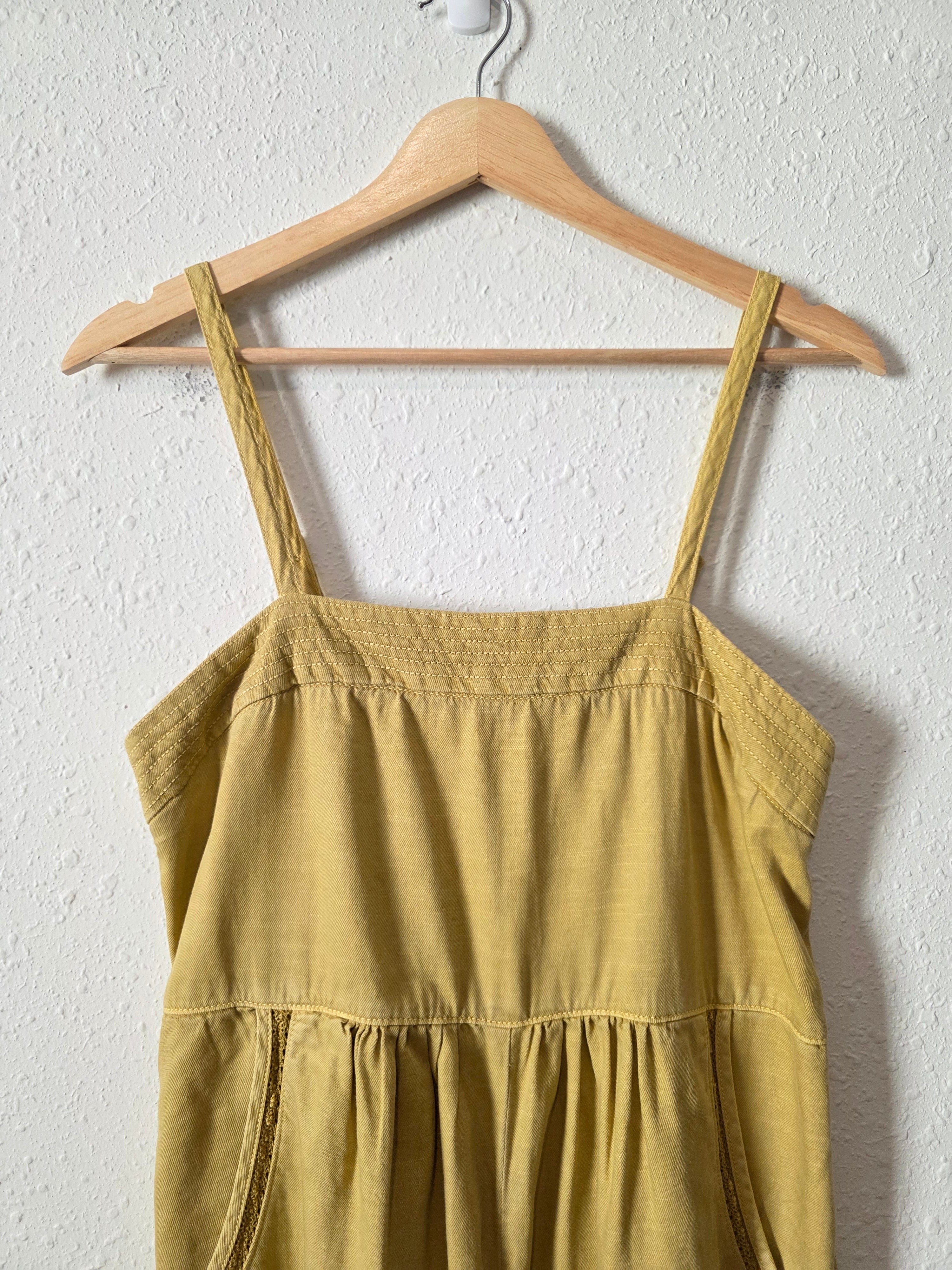 Anthropologie Mustard Cotton Linen Jumpsuit (XS)