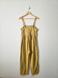 Anthropologie Mustard Cotton Linen Jumpsuit (XS)