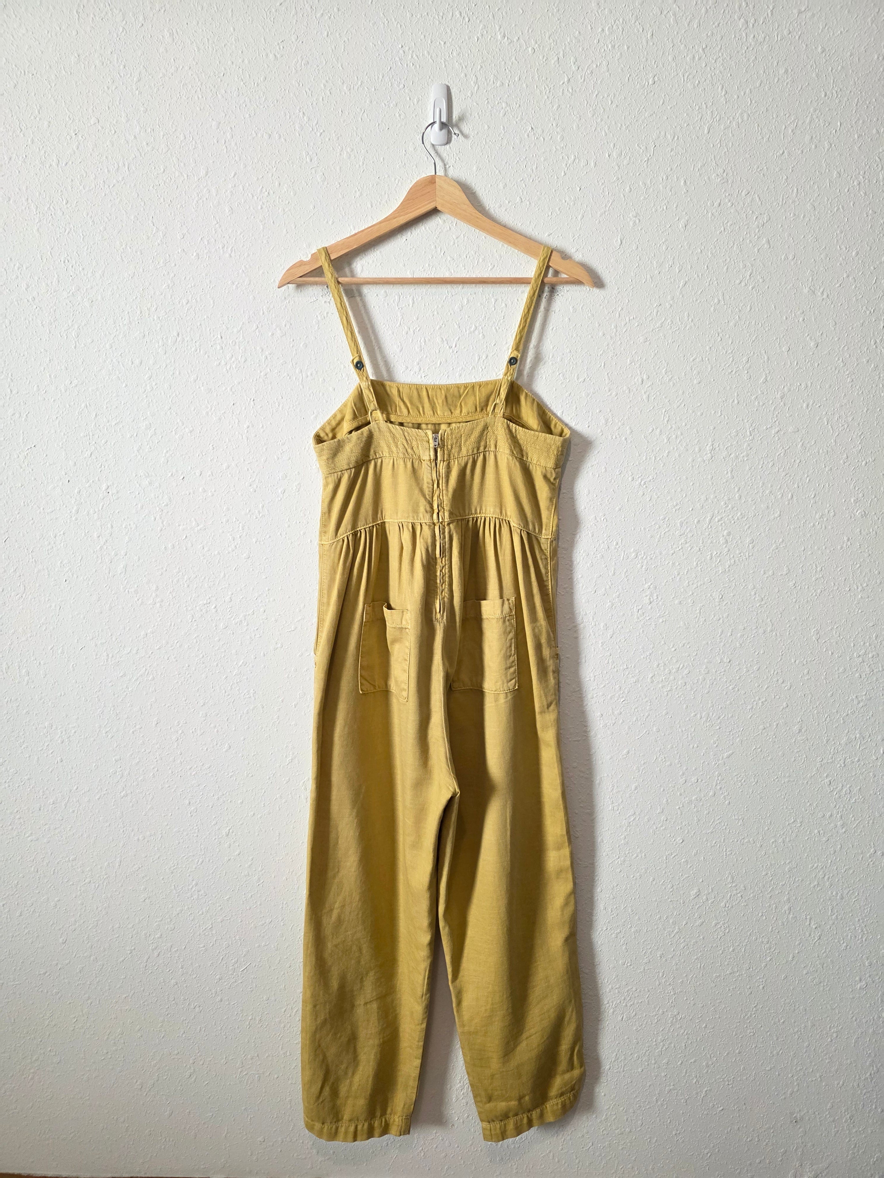 Anthropologie Mustard Cotton Linen Jumpsuit (XS)