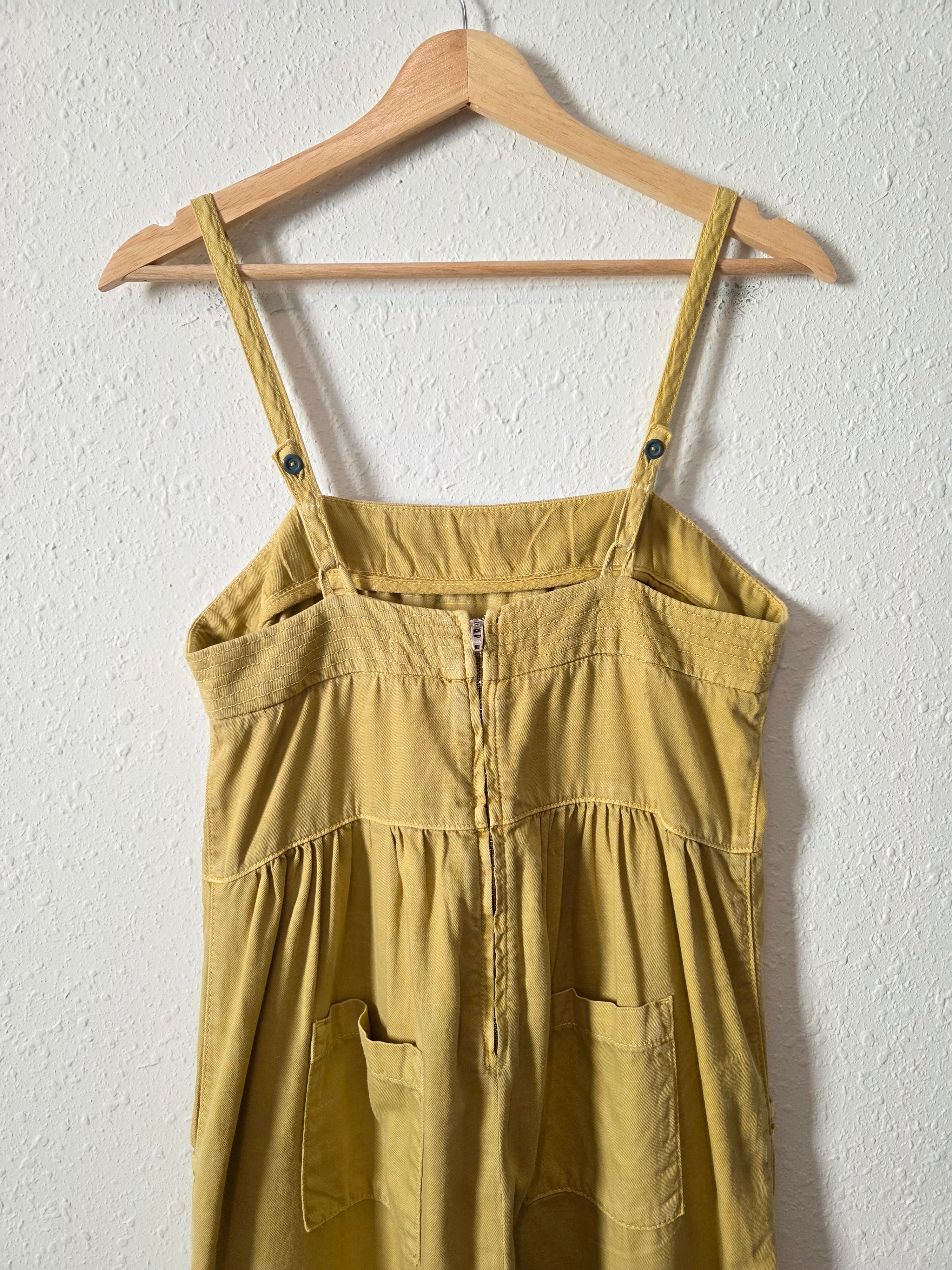 Anthropologie Mustard Cotton Linen Jumpsuit (XS)
