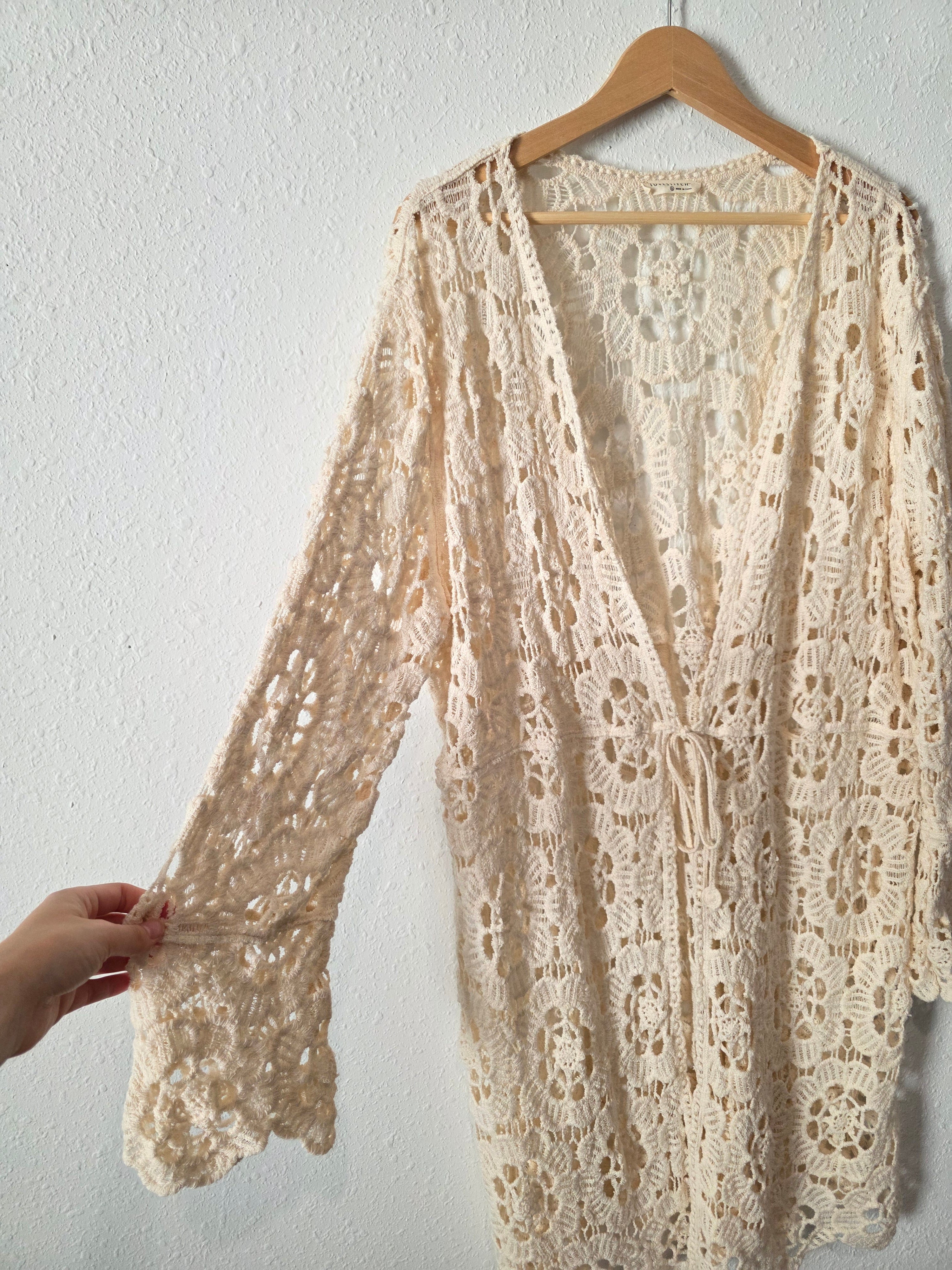 Lovestitch Floral Crochet Tie Front Top (L)
