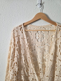 Lovestitch Floral Crochet Tie Front Top (L)