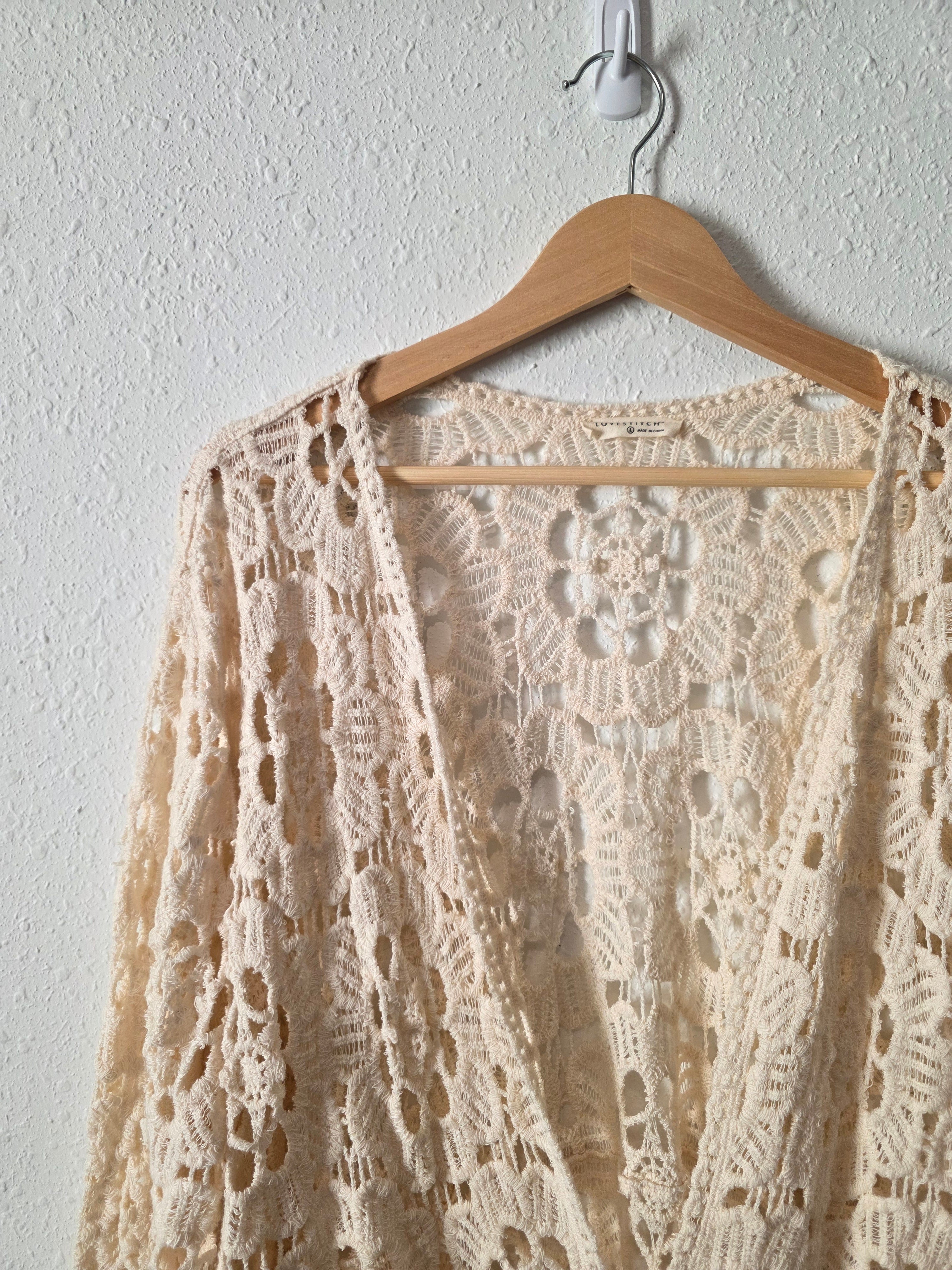 Lovestitch Floral Crochet Tie Front Top (L)