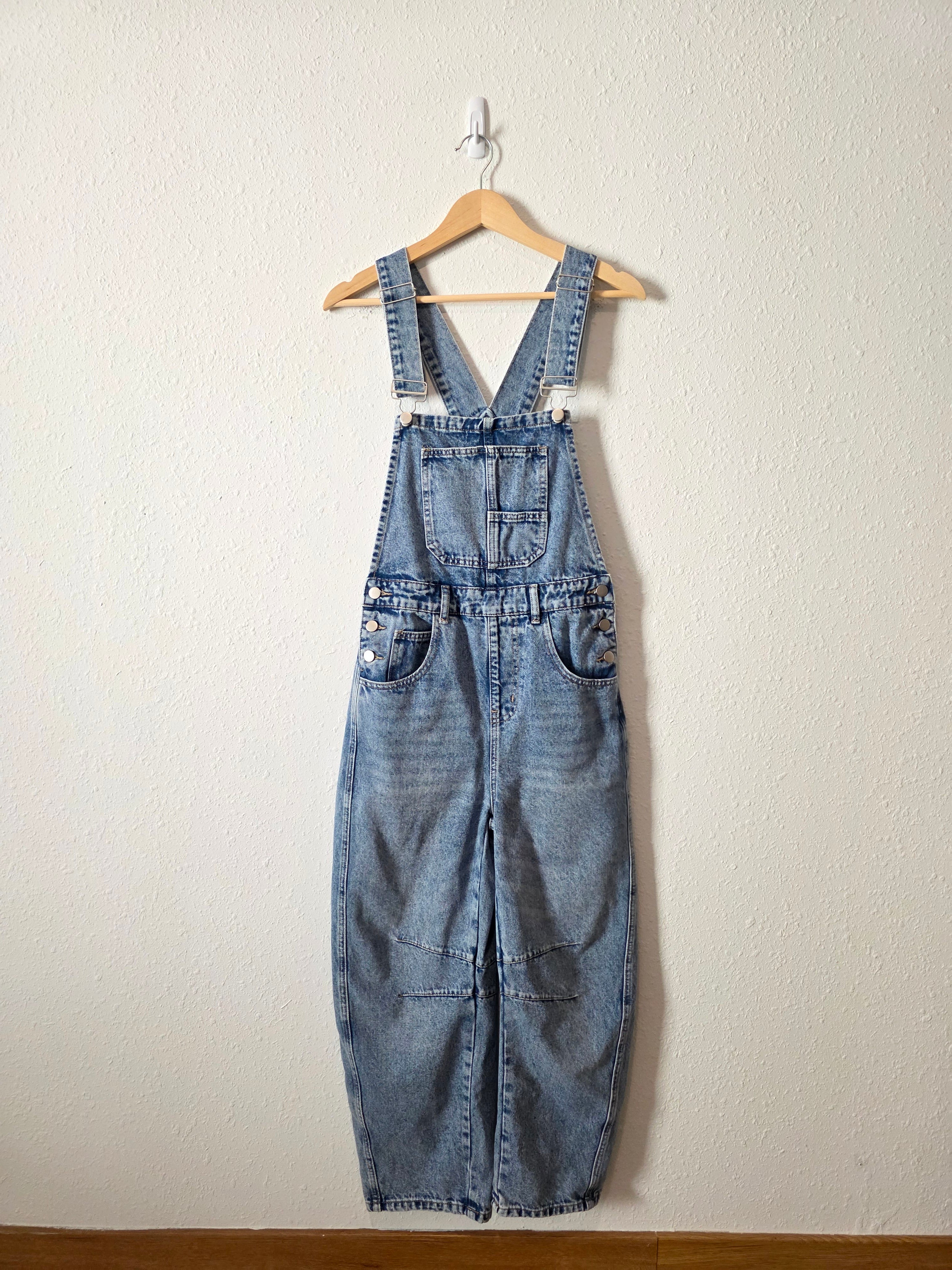 Barrel Leg Denim Overalls (S)