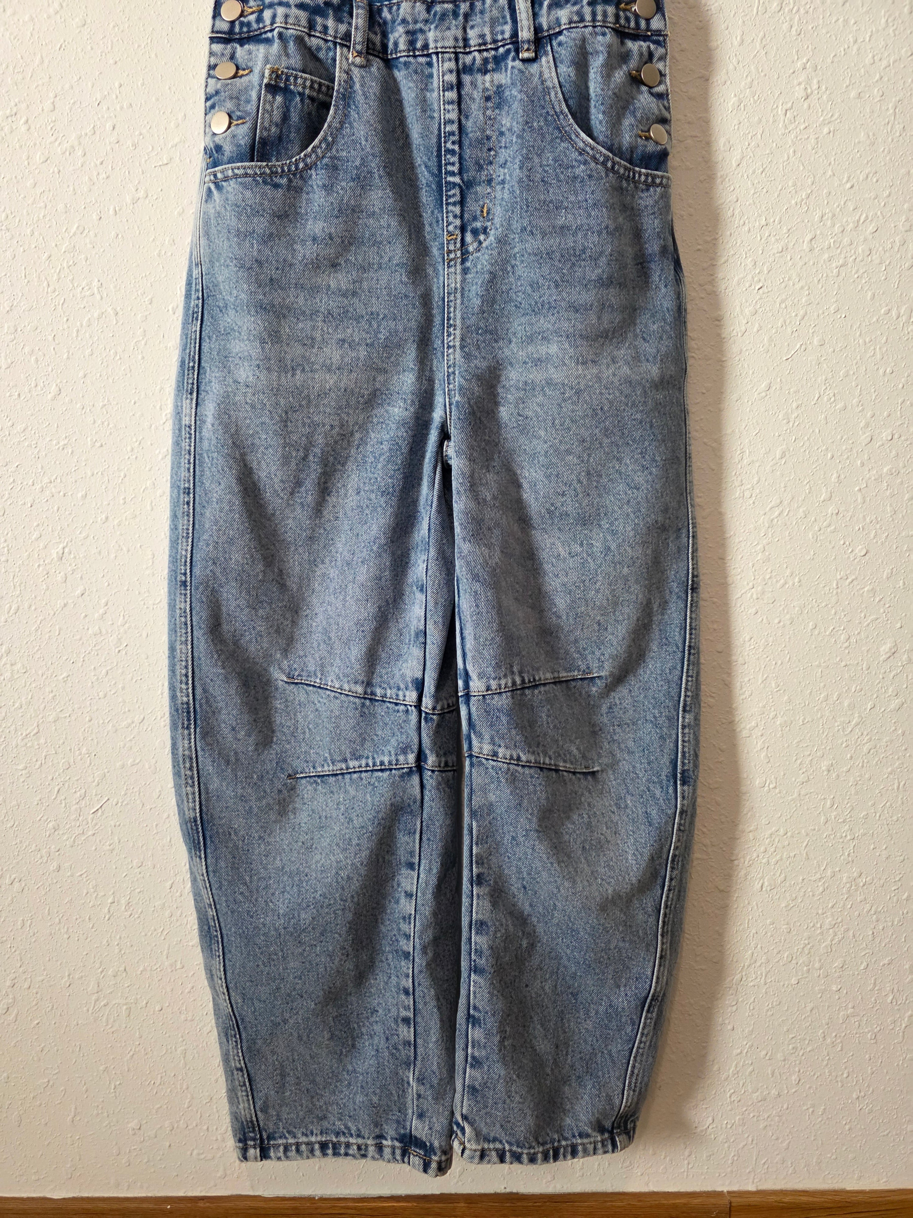 Barrel Leg Denim Overalls (S)