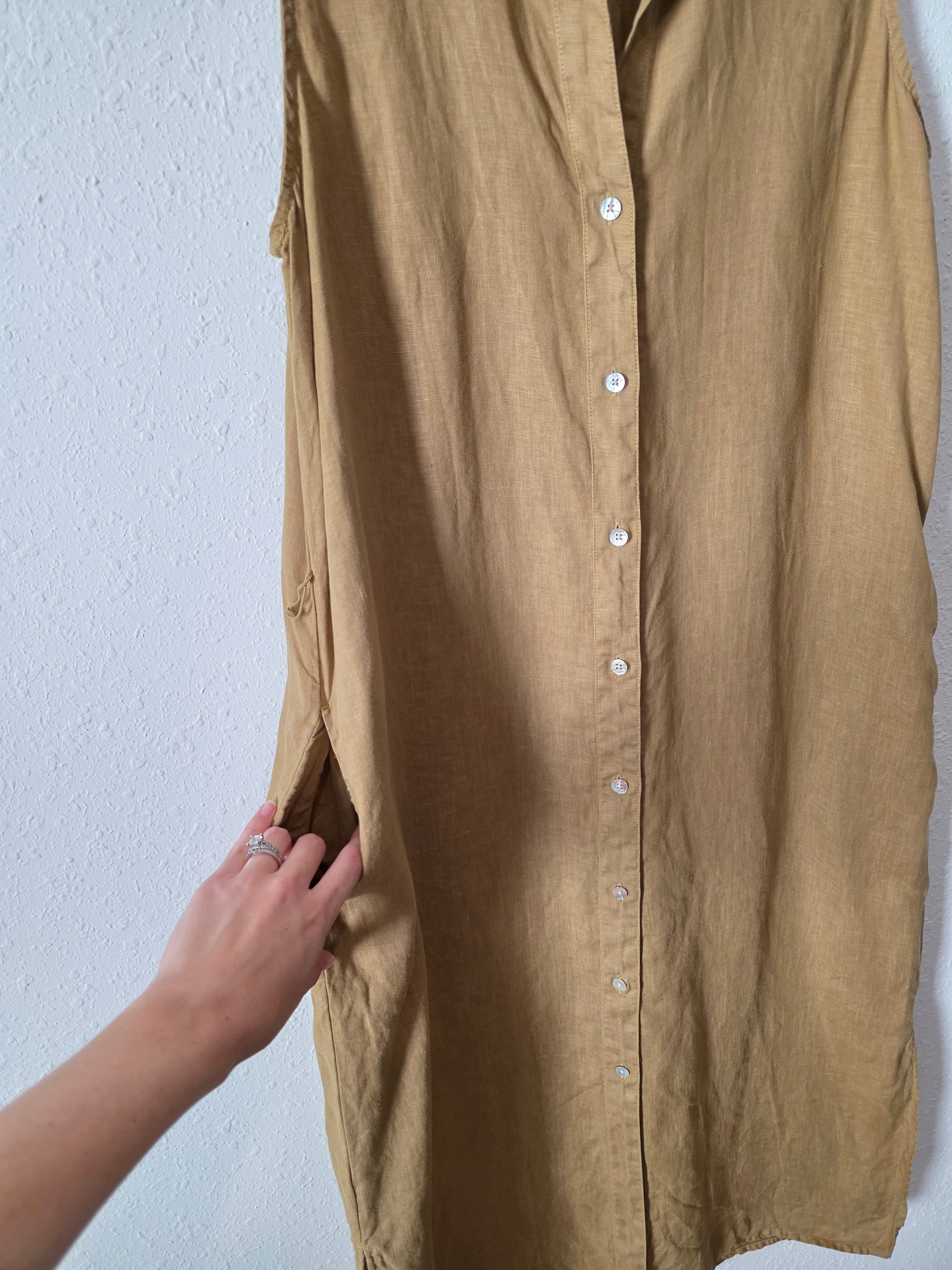 Faherty Linen Midi Dress (M)