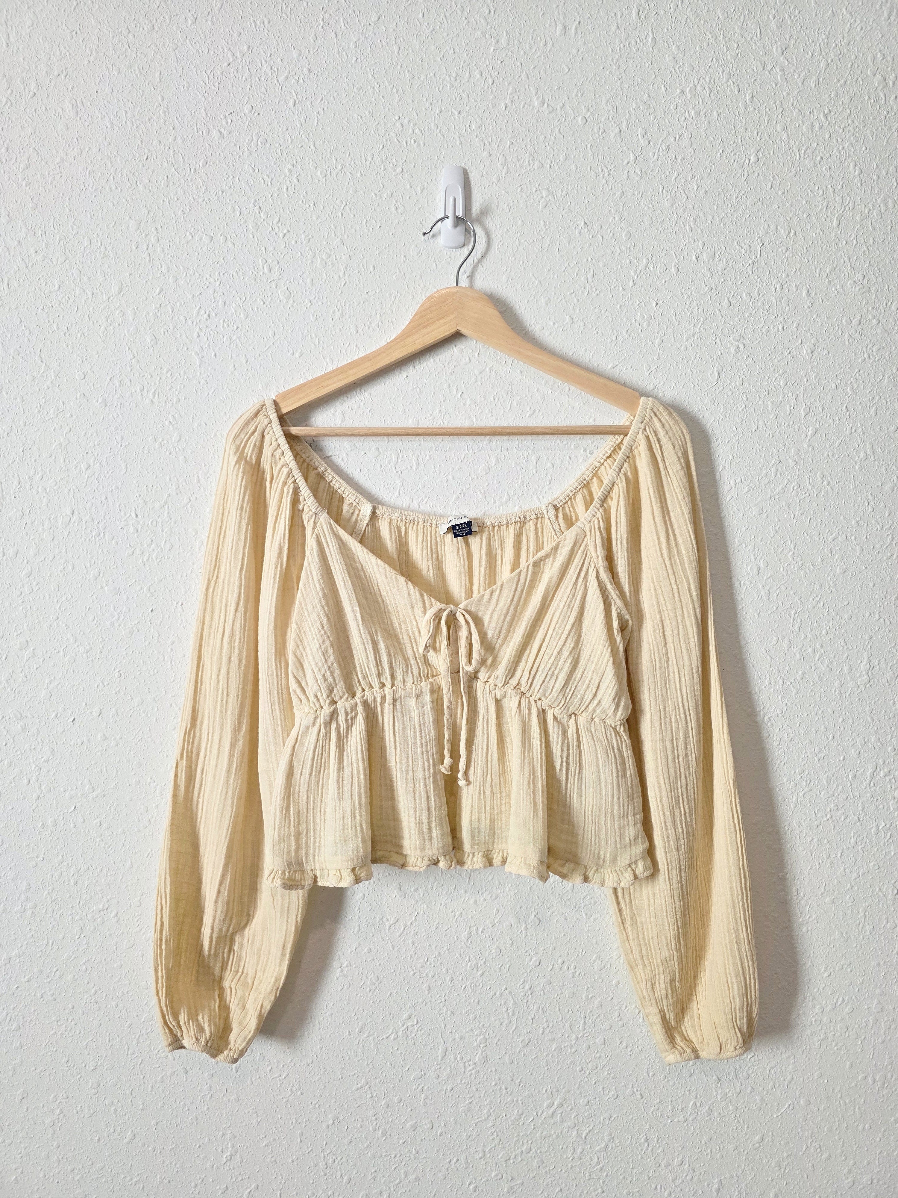Cotton Gauze Puff Sleeve Top (S)