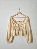 Cotton Gauze Puff Sleeve Top (S)
