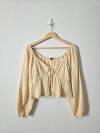 Cotton Gauze Puff Sleeve Top (S)