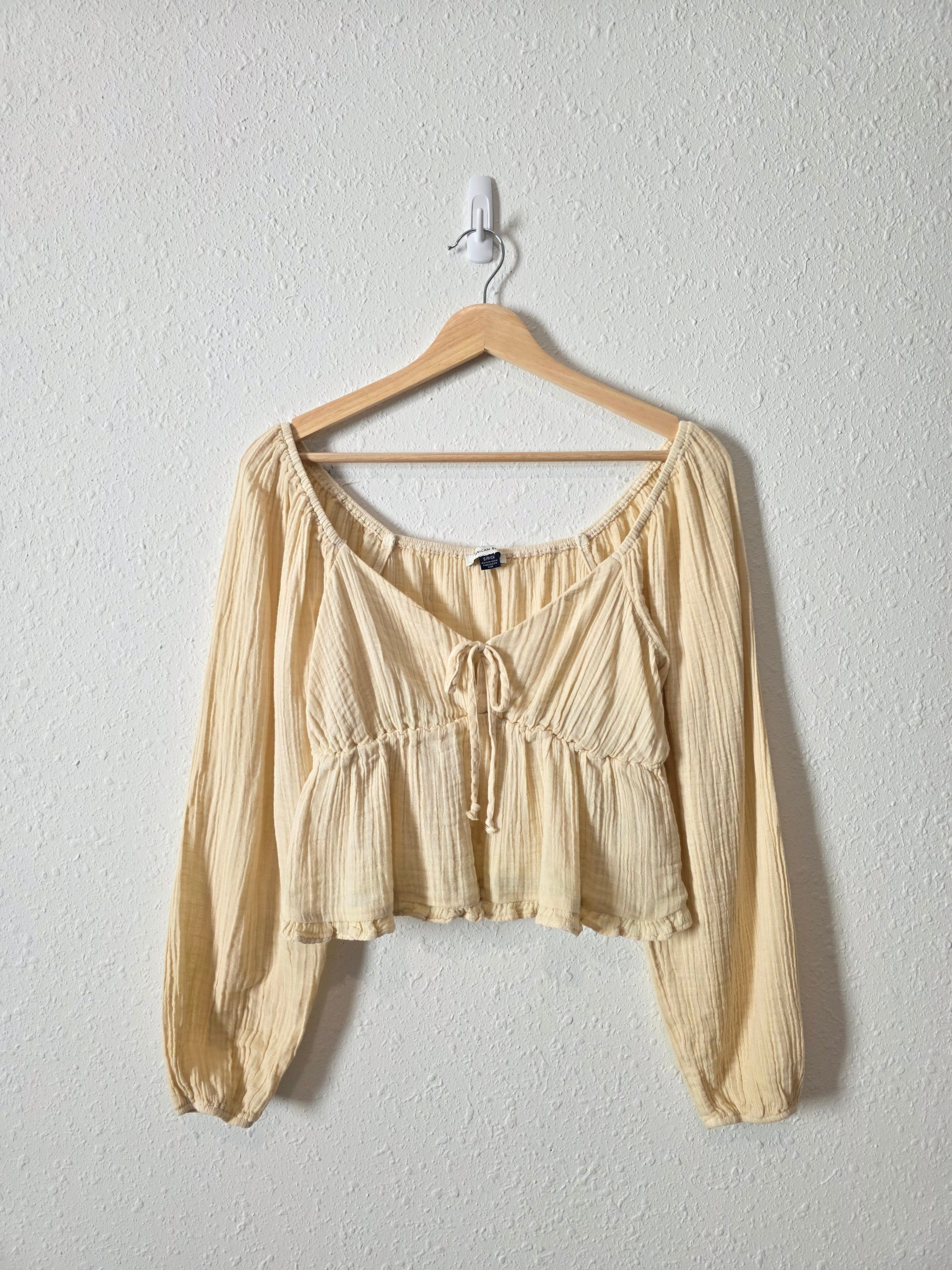 Cotton Gauze Puff Sleeve Top (S)