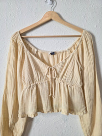 Cotton Gauze Puff Sleeve Top (S)