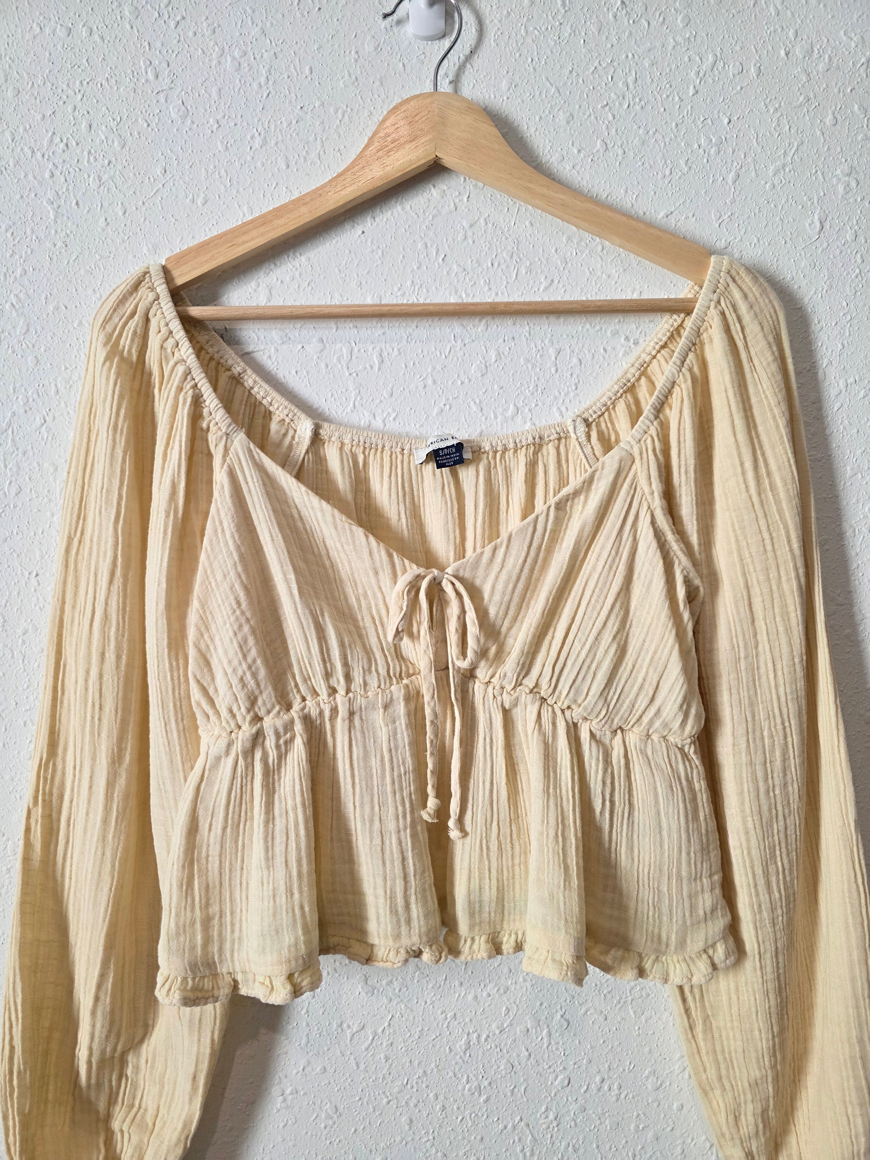 Cotton Gauze Puff Sleeve Top (S)