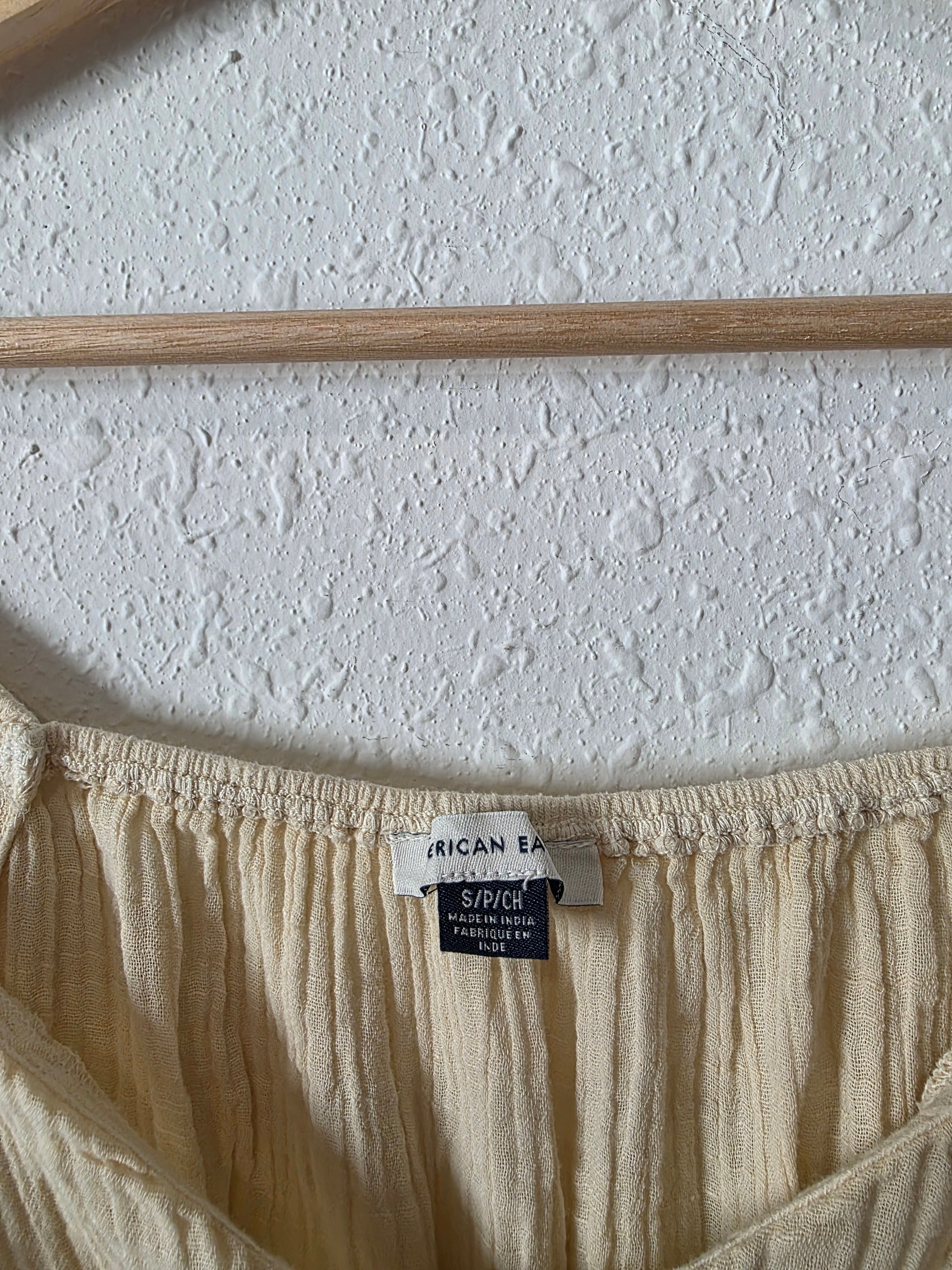 Cotton Gauze Puff Sleeve Top (S)