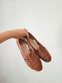 Brown Leather Huarache Flats (9)