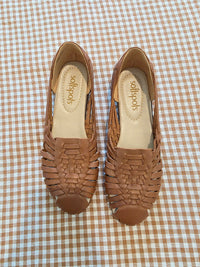 Brown Leather Huarache Flats (9)
