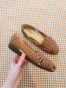 Brown Leather Huarache Flats (9)