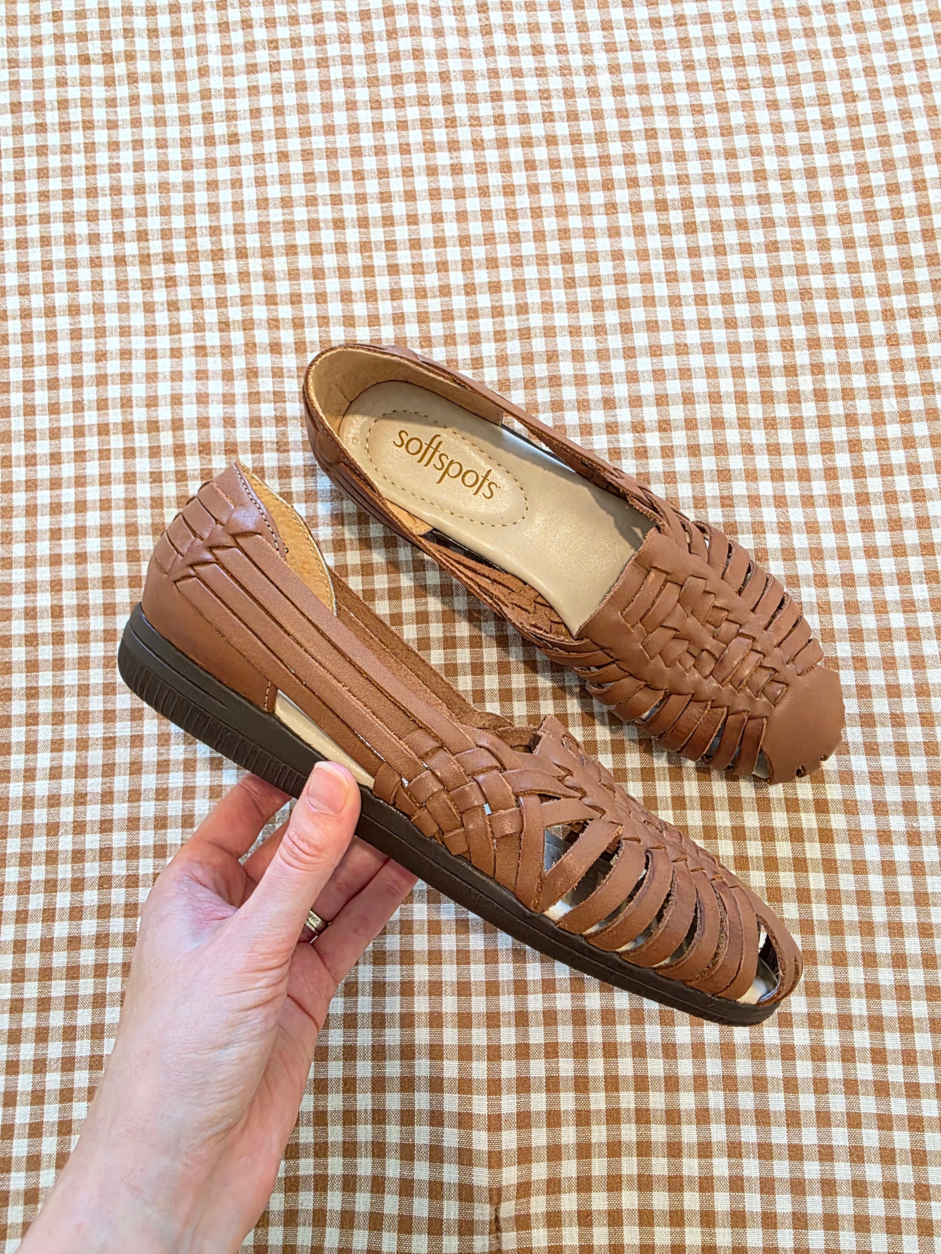 Brown Leather Huarache Flats (9)