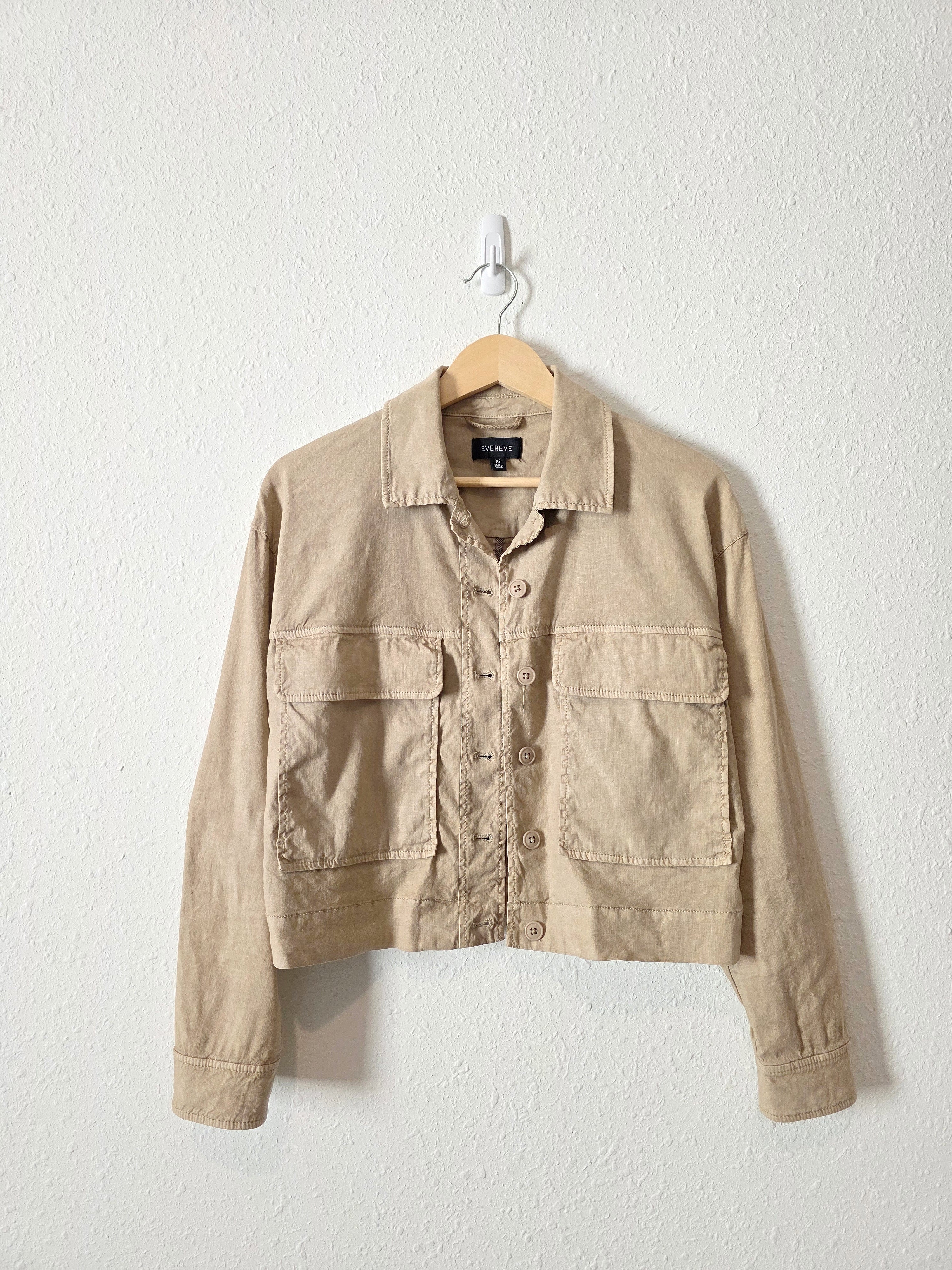 Evereve Linen Blend Crop Jacket (XS)