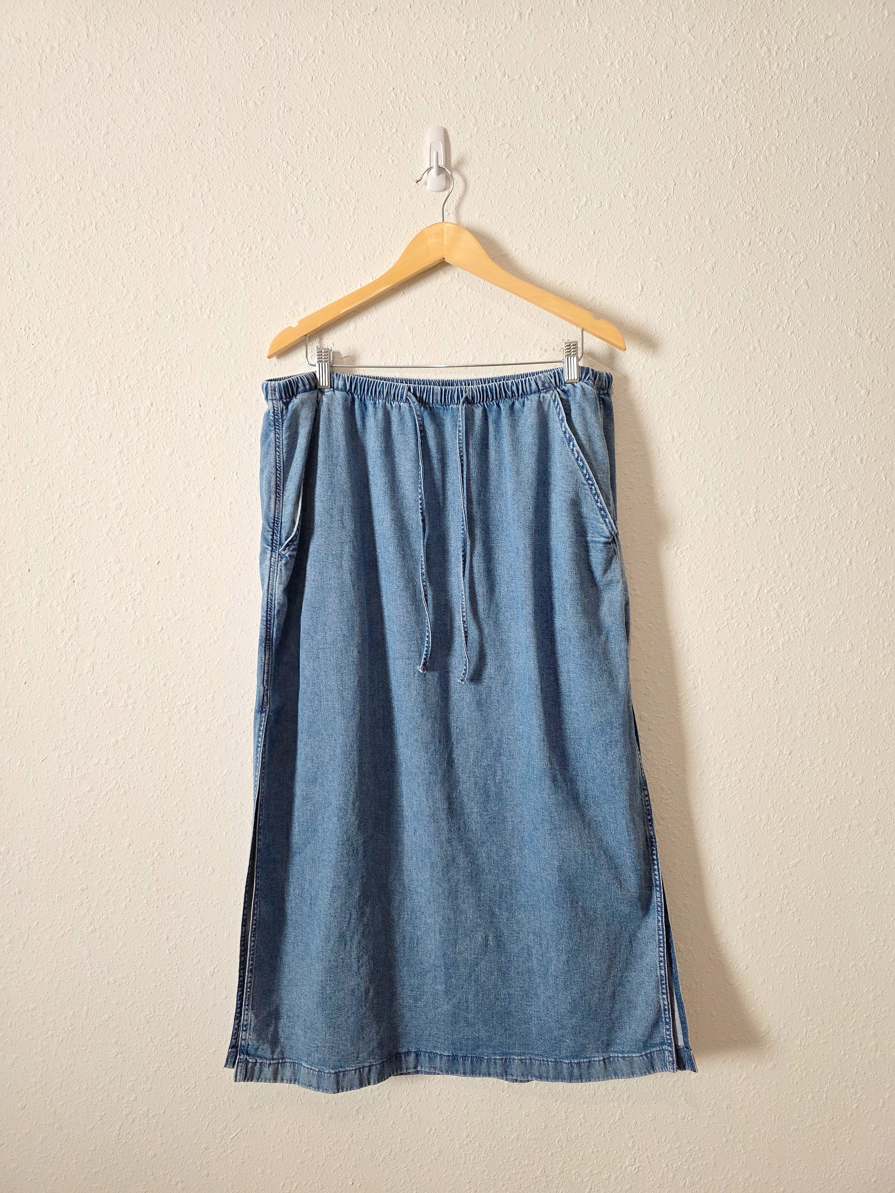 Pull On Denim Maxi Skirt (L)