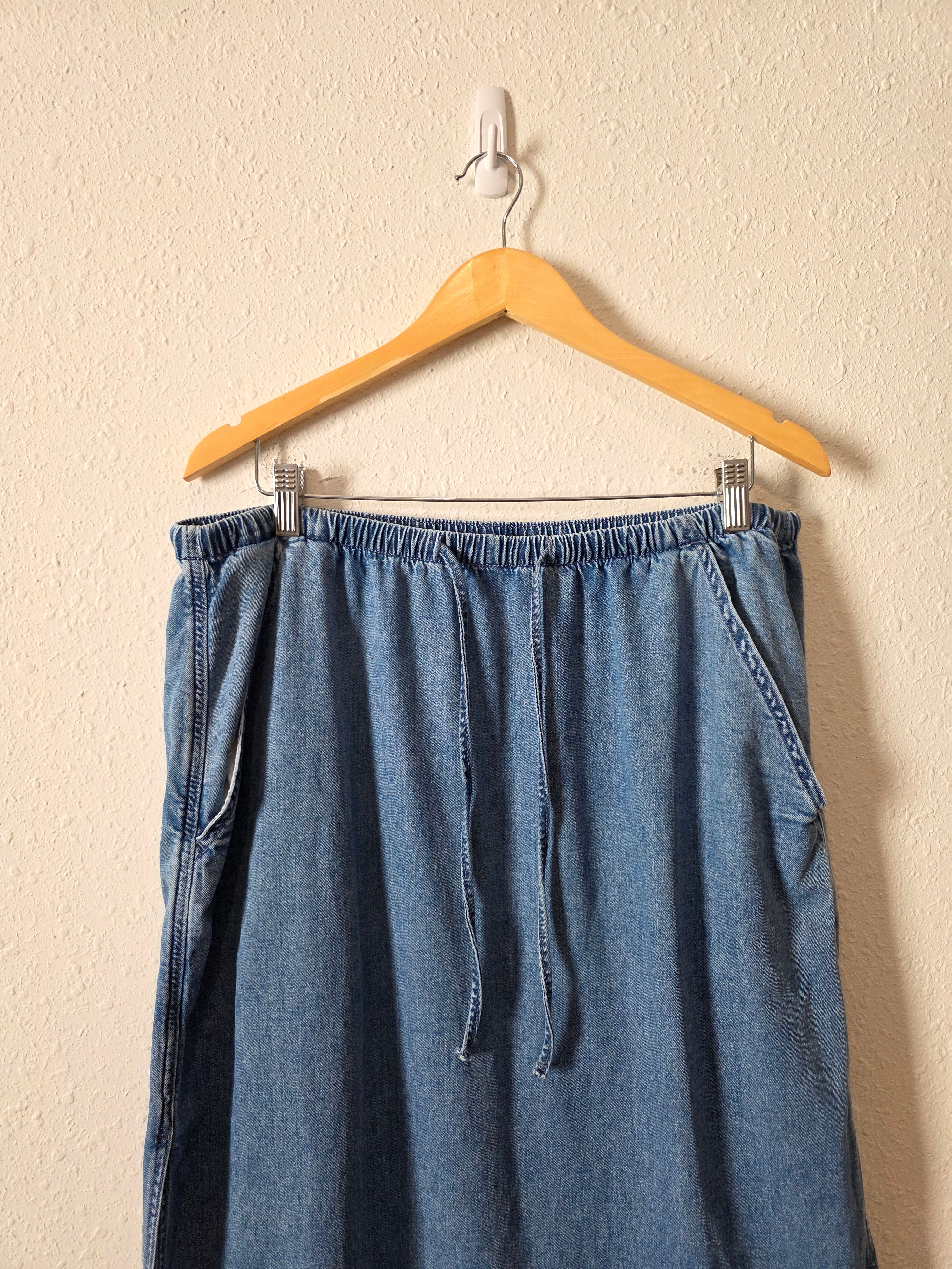 Pull On Denim Maxi Skirt (L)