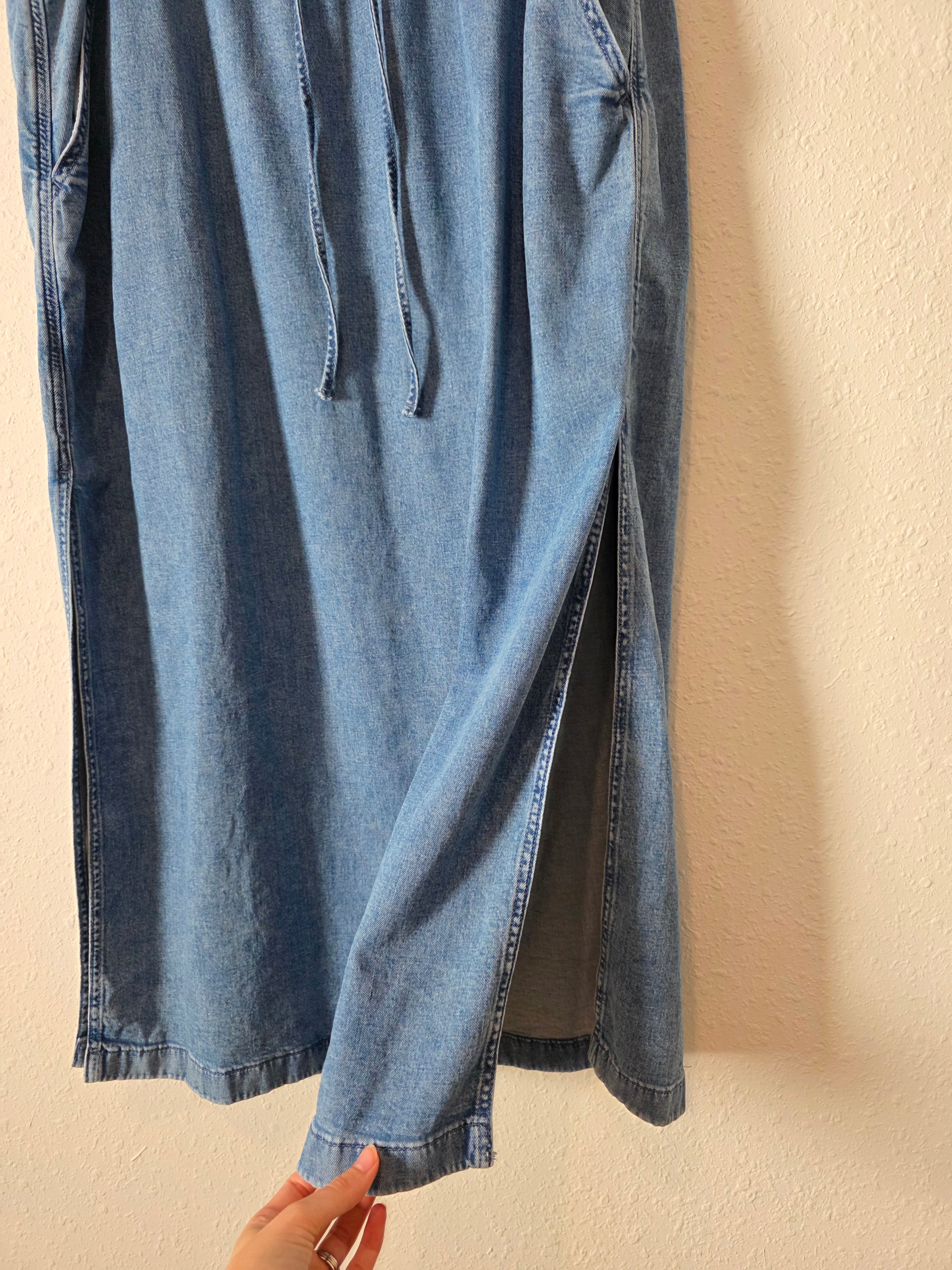 Pull On Denim Maxi Skirt (L)