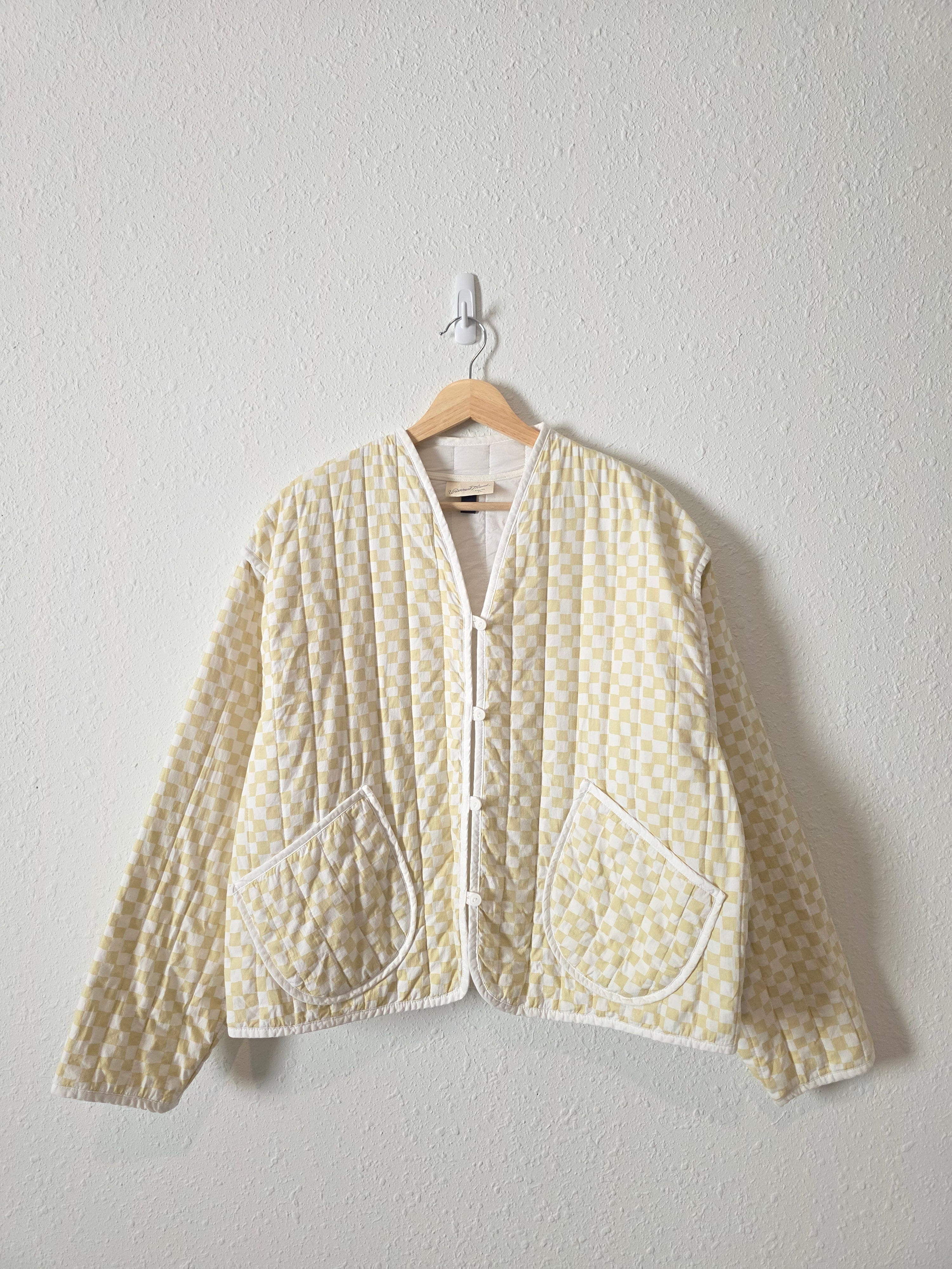 Neutral Checkered Quilted Jacket (XXL)