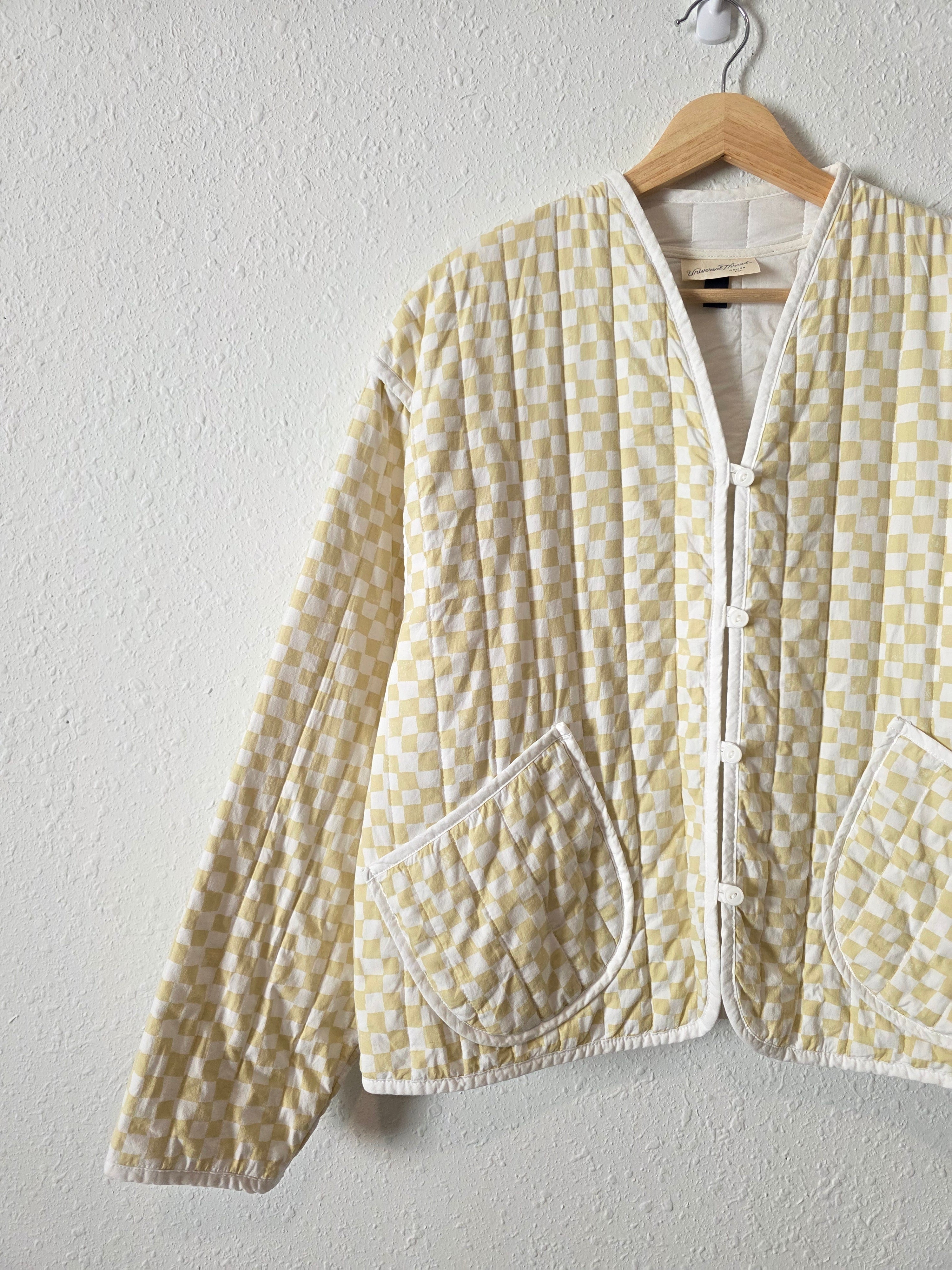 Neutral Checkered Quilted Jacket (XXL)