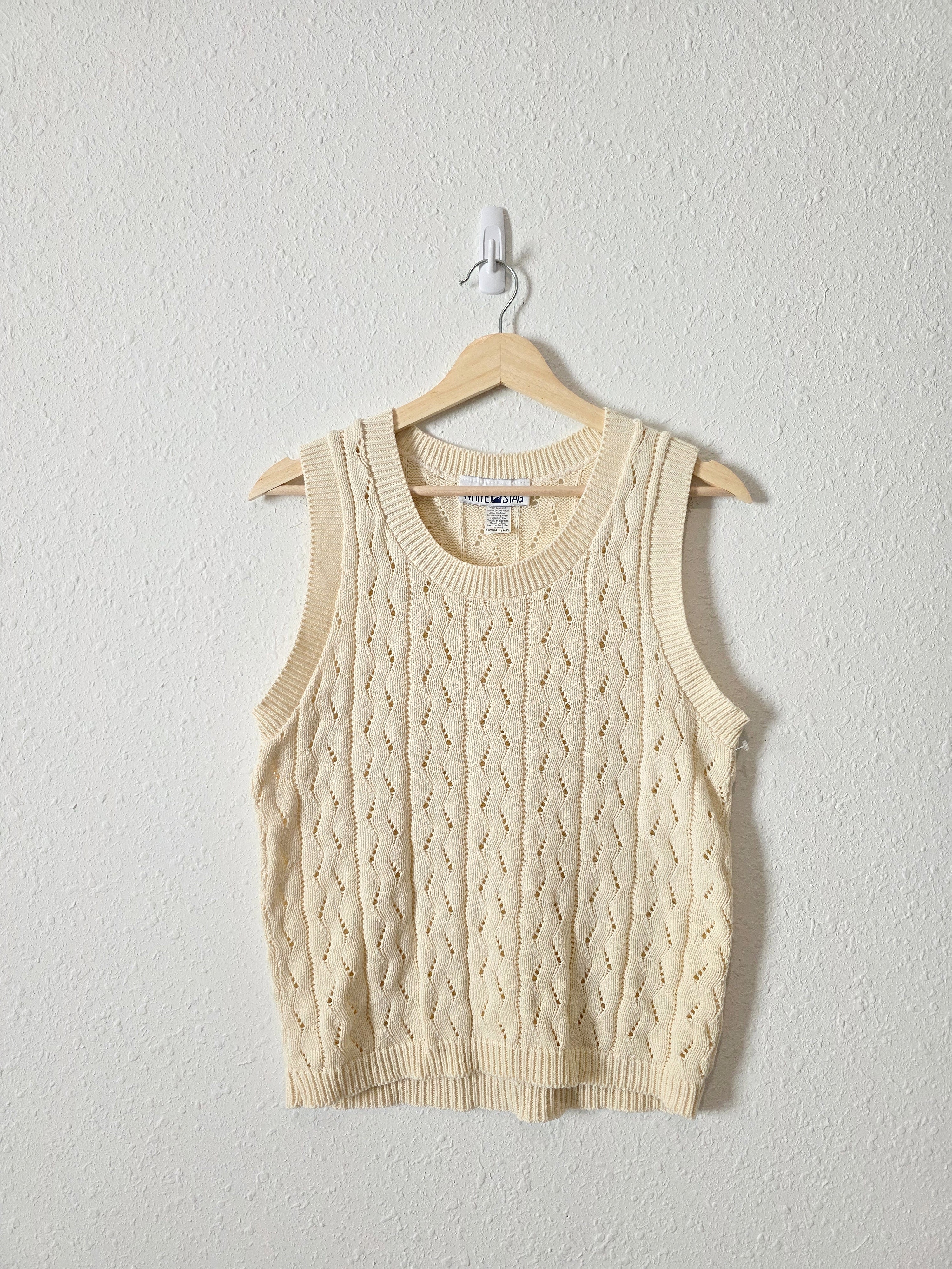 Vintage Crochet Knit Cotton Tank (S)