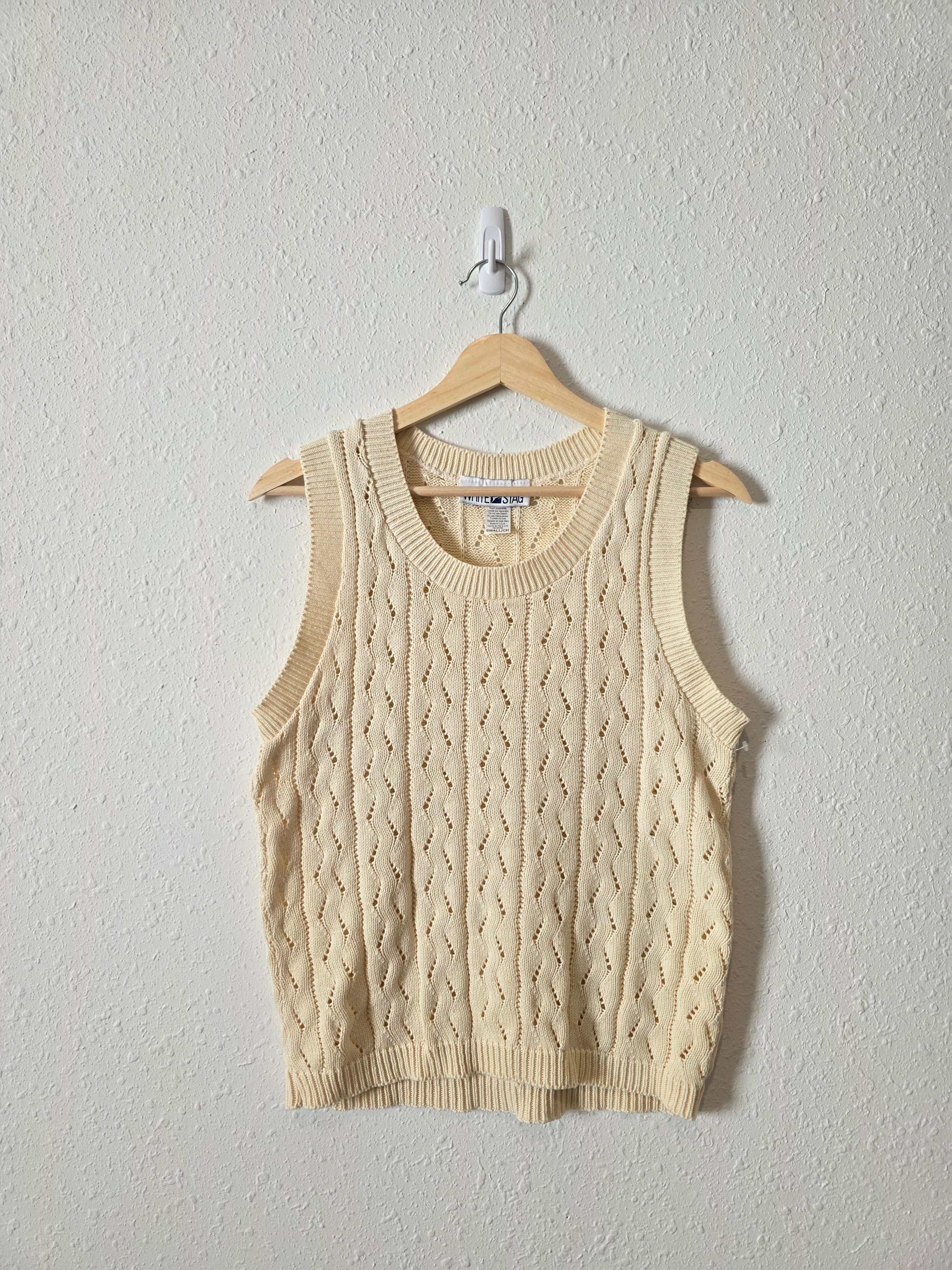 Vintage Crochet Knit Cotton Tank (S)