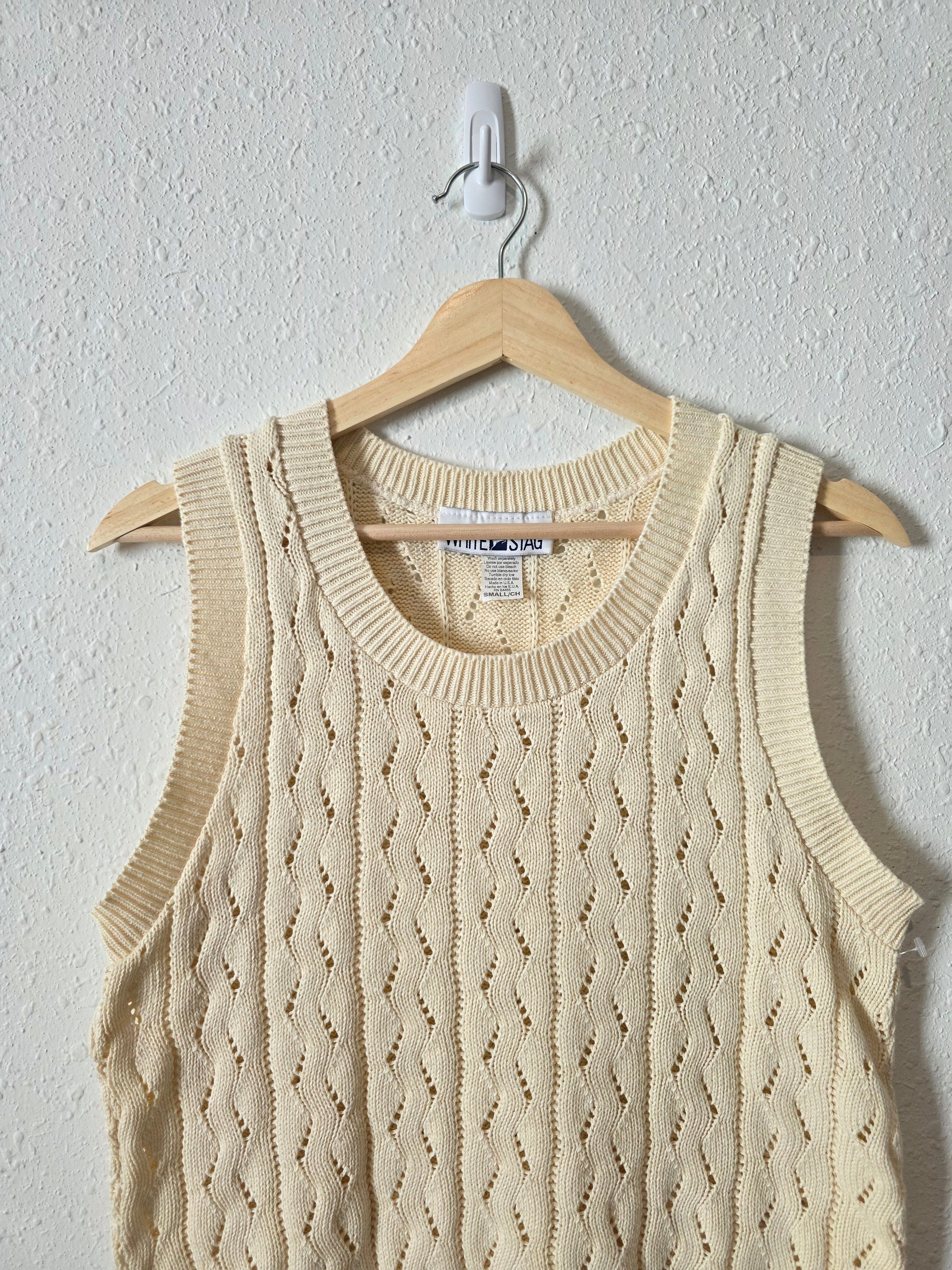 Vintage Crochet Knit Cotton Tank (S)