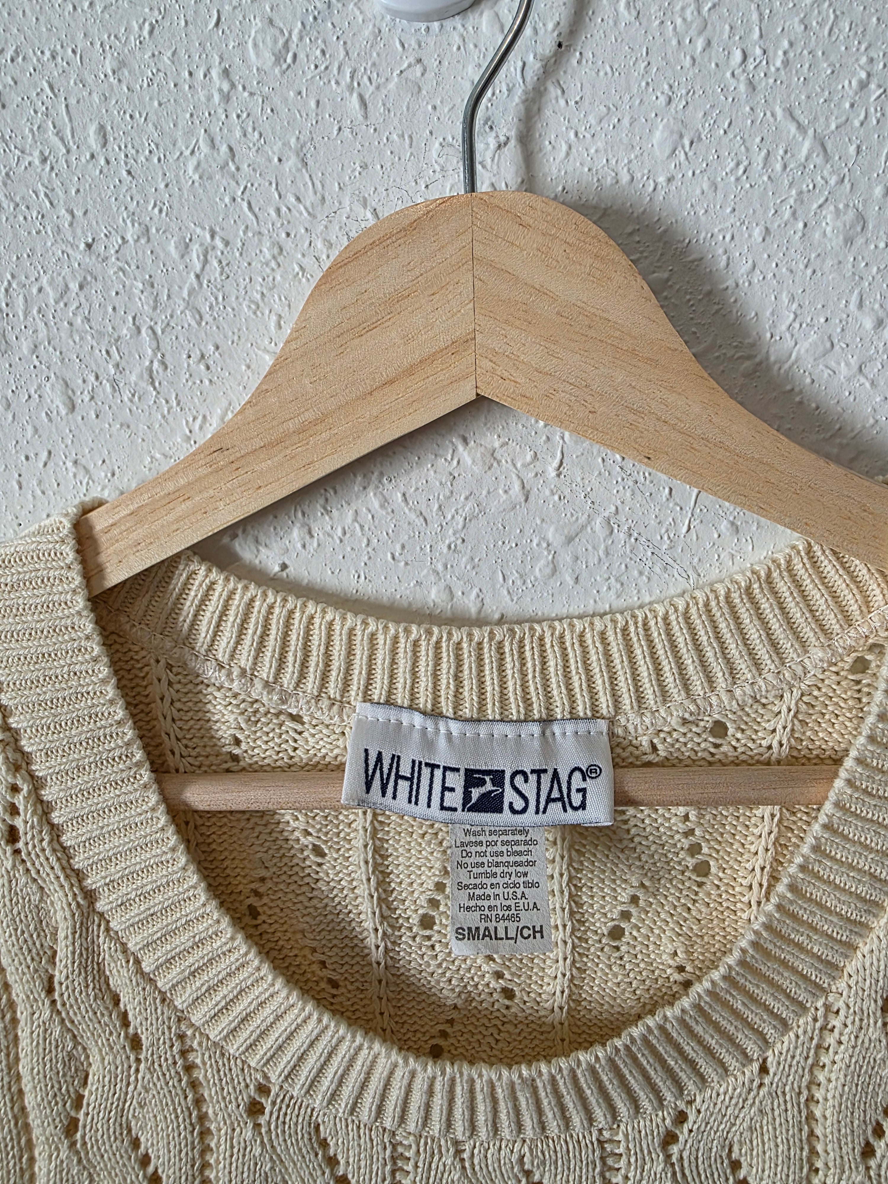 Vintage Crochet Knit Cotton Tank (S)