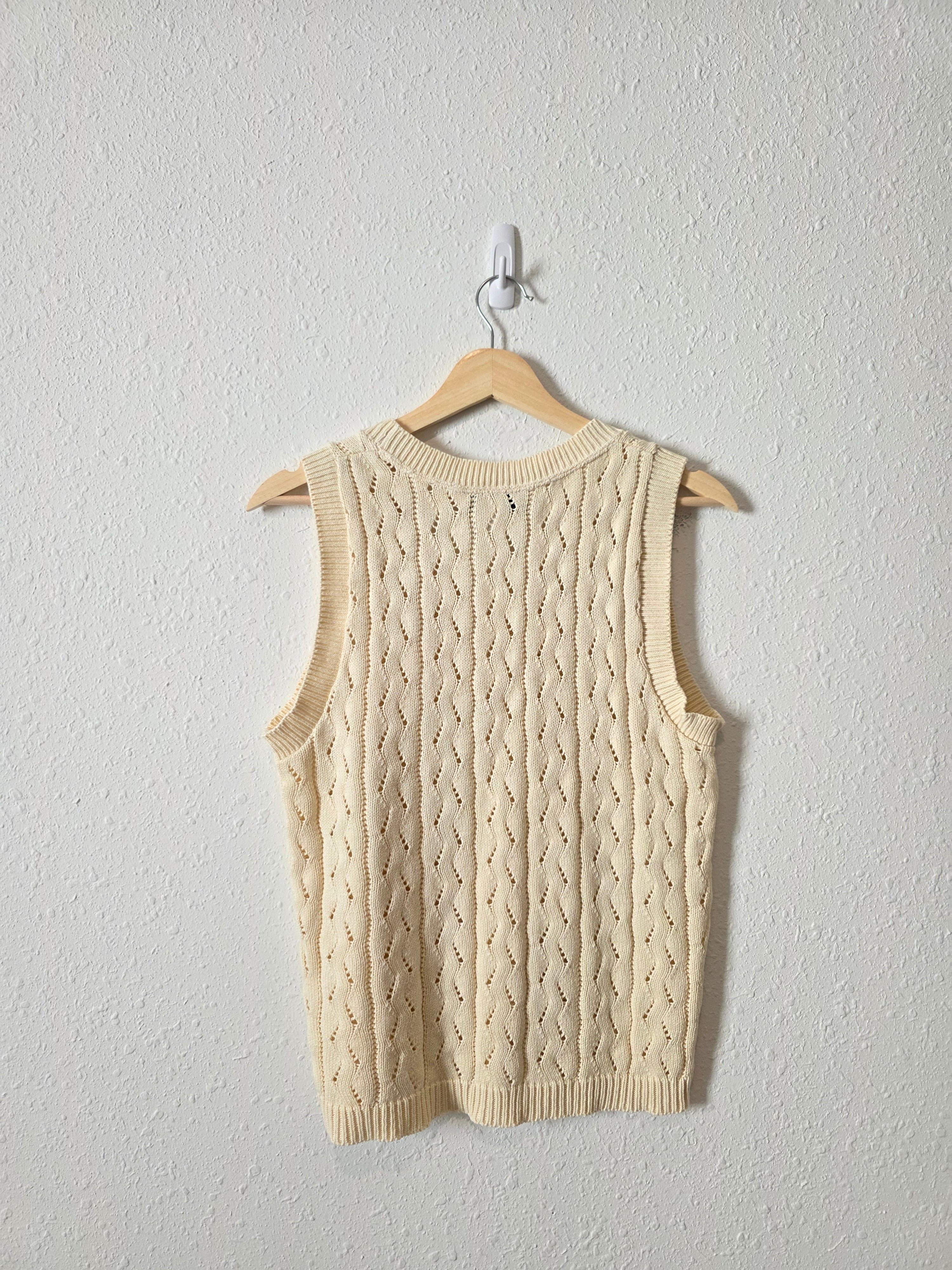 Vintage Crochet Knit Cotton Tank (S)
