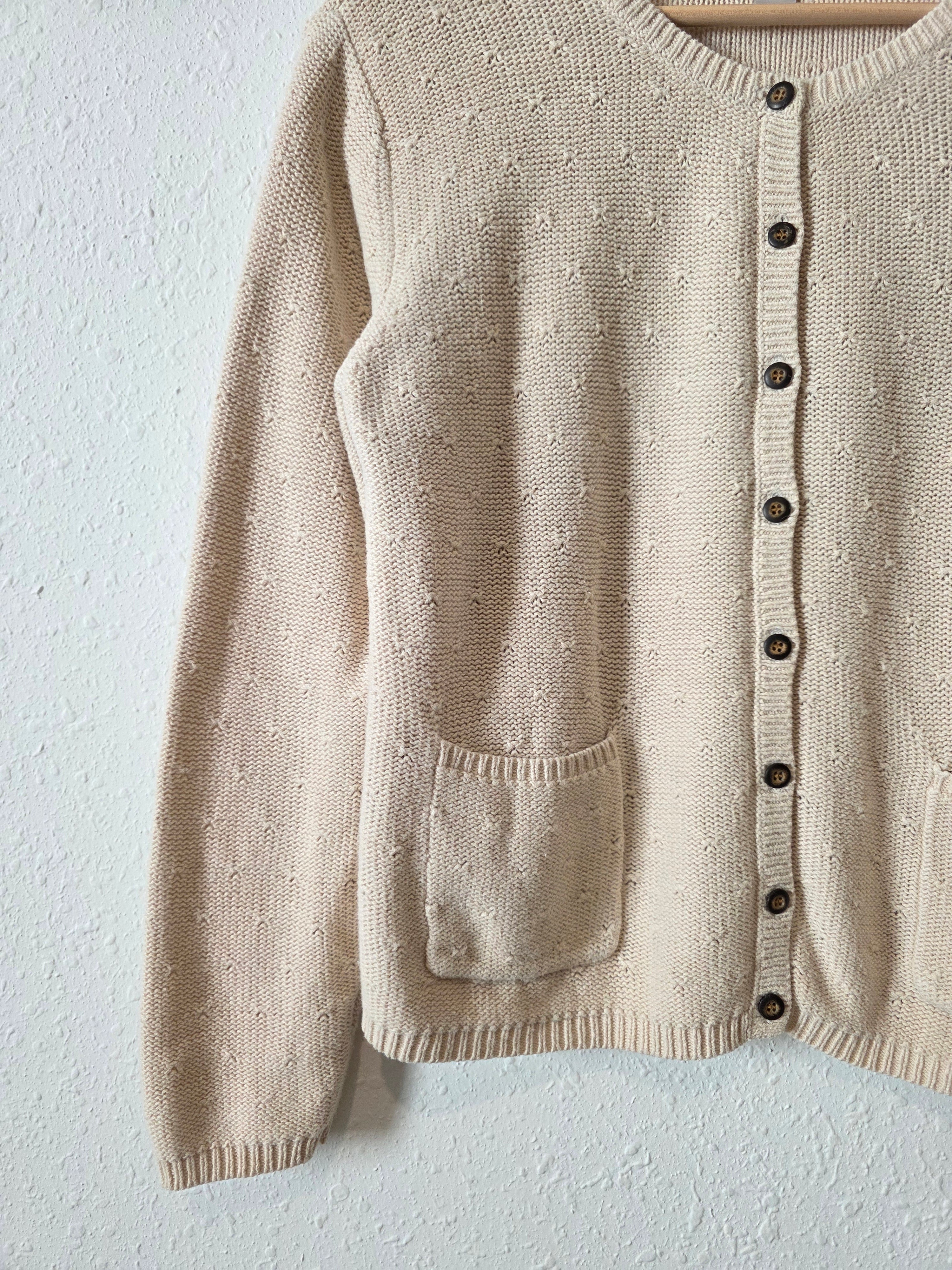 Vintage Textured Cotton Ramie Cardigan (S)