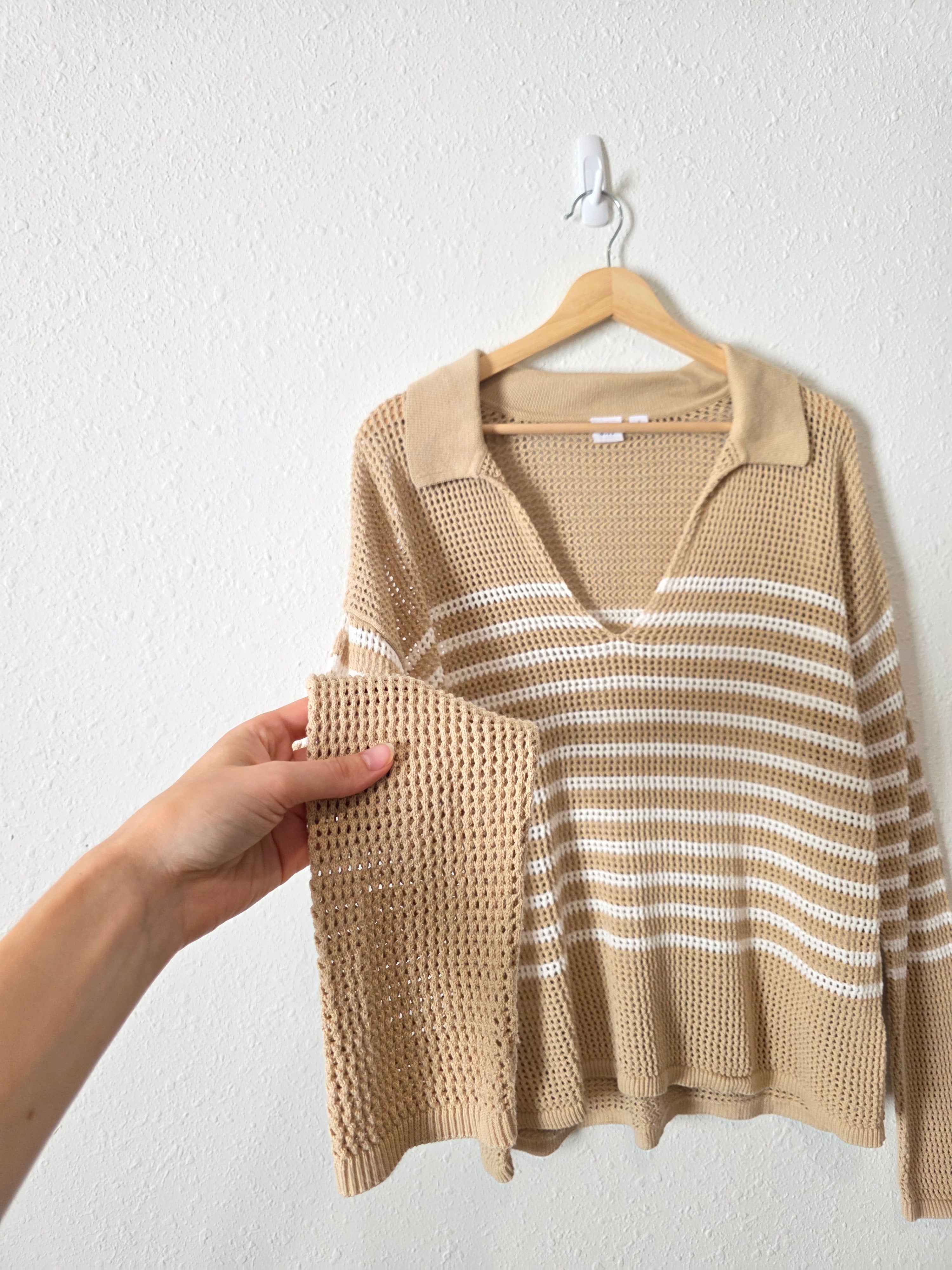 Gap Crochet Knit V Neck Sweater (L)