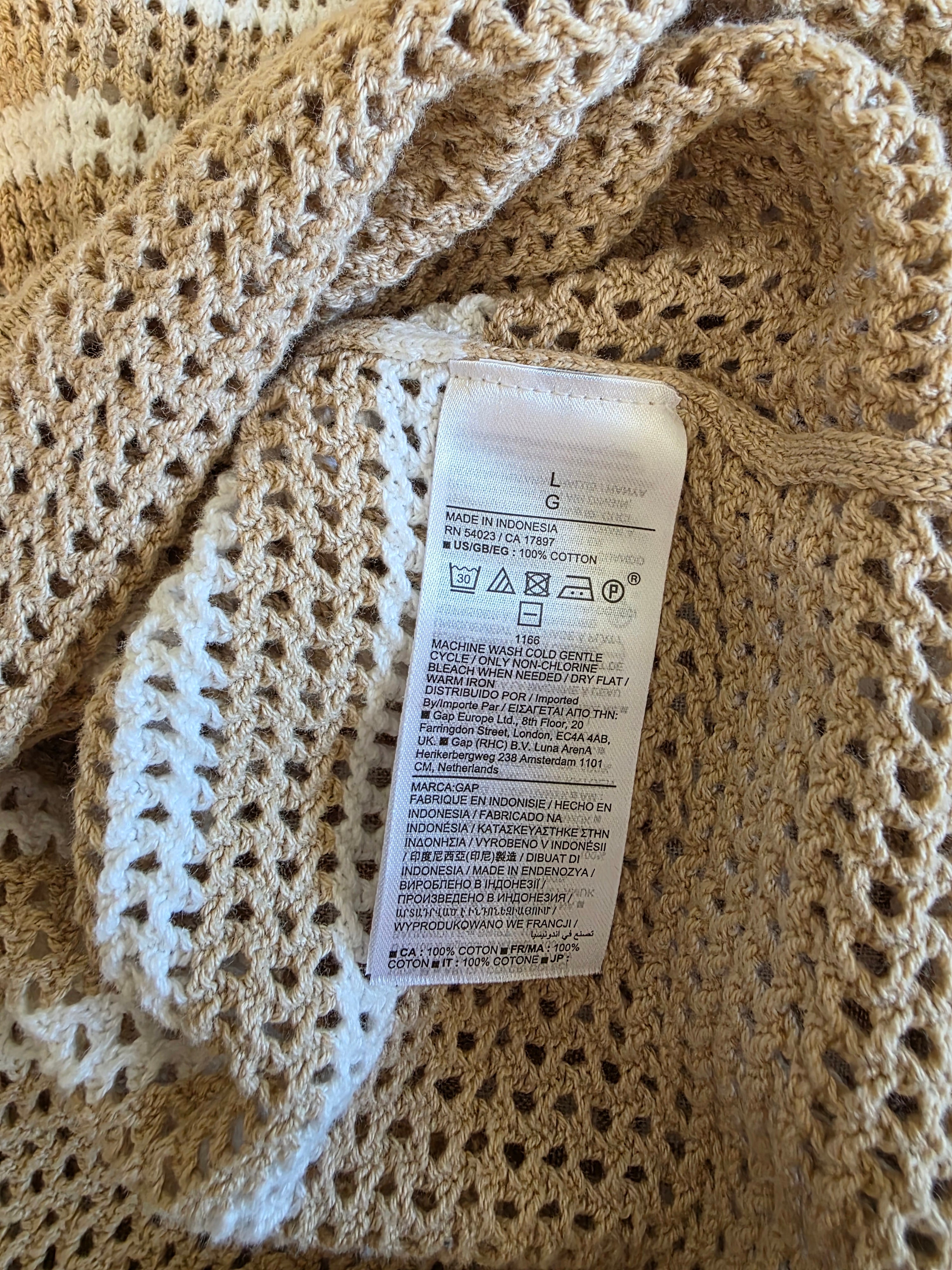Gap Crochet Knit V Neck Sweater (L)