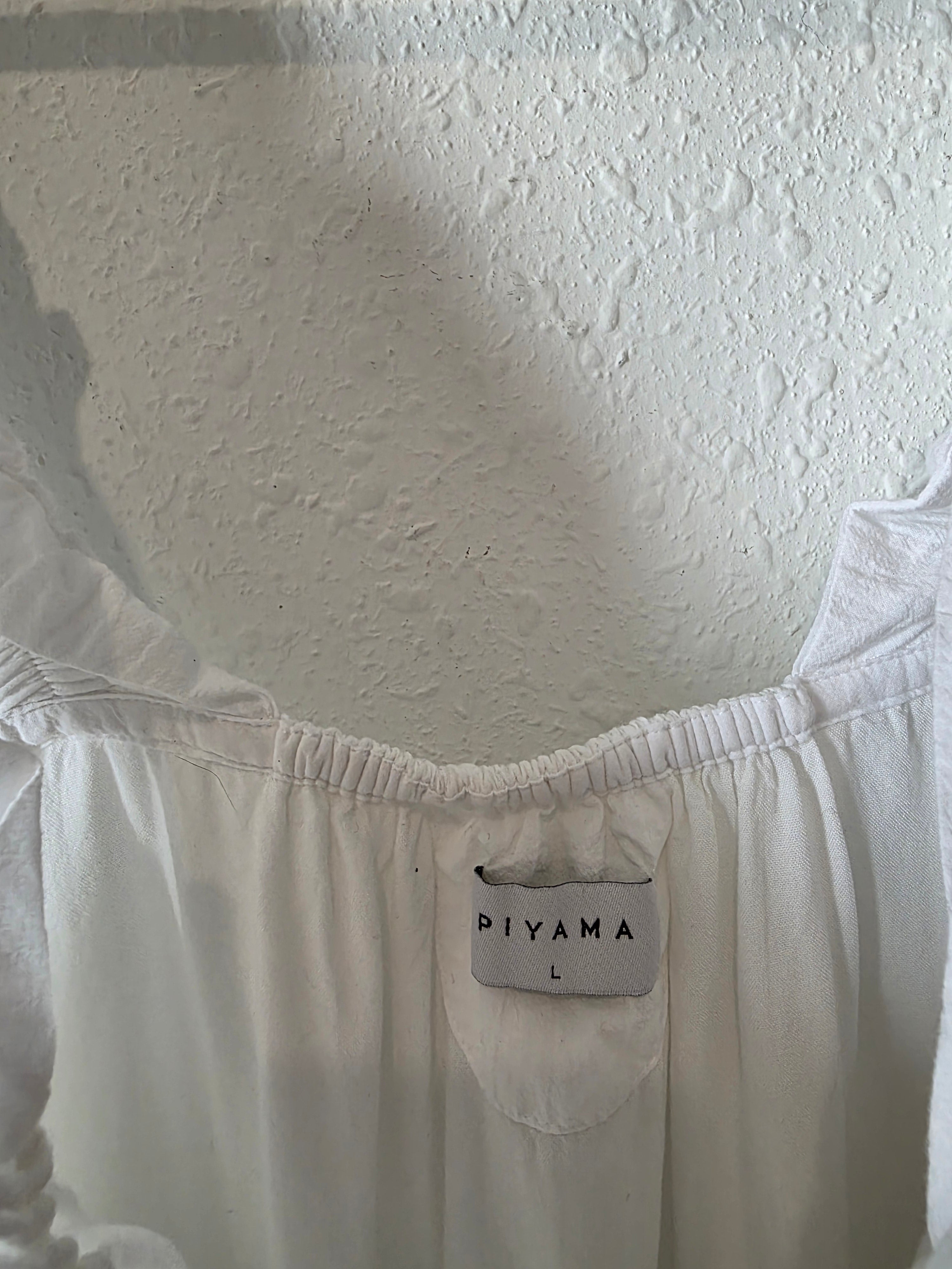Piyama Ruffle Strap Cotton Tank (L)