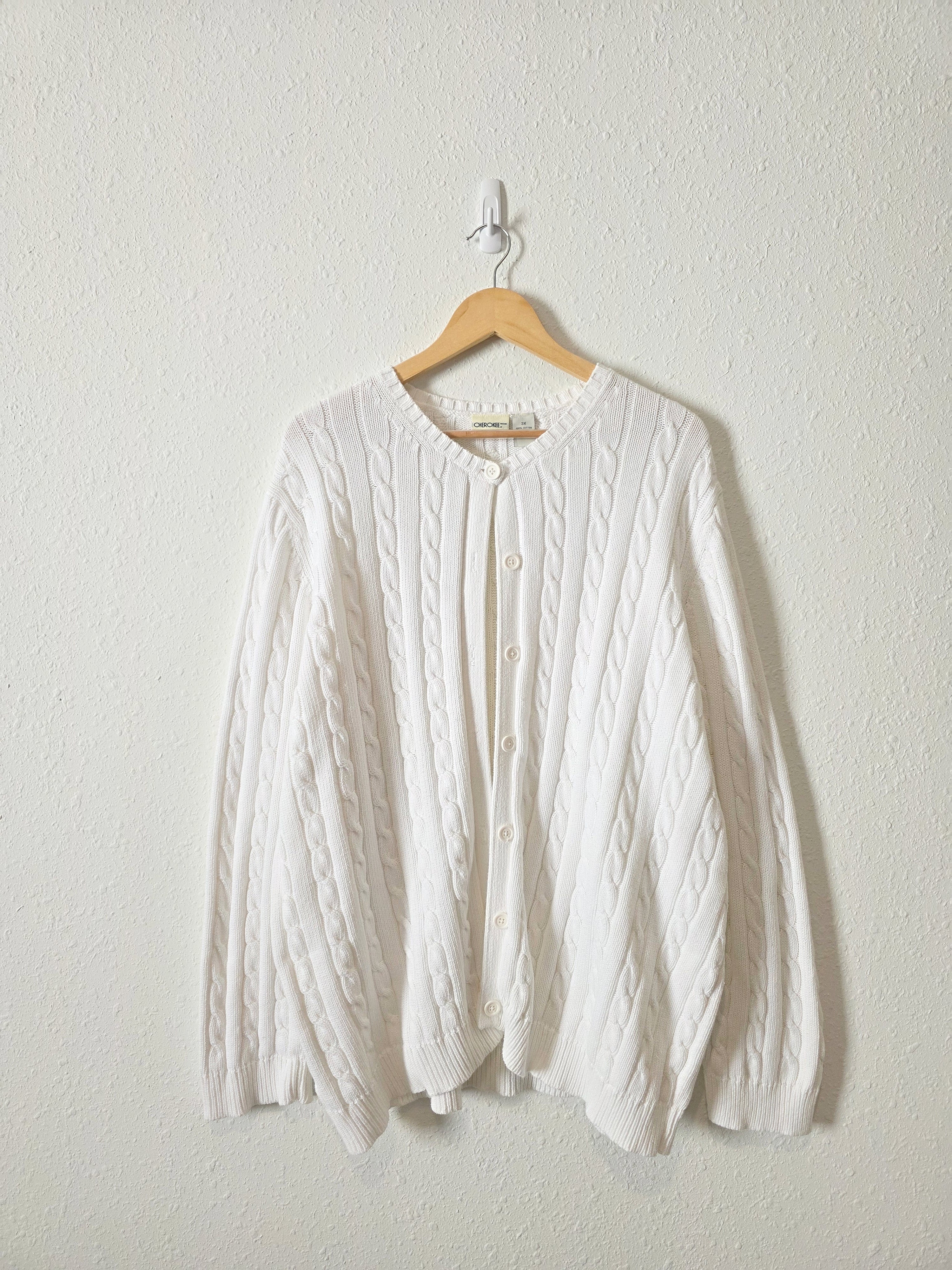 Vintage Cable Knit Cotton Cardigan (3X)