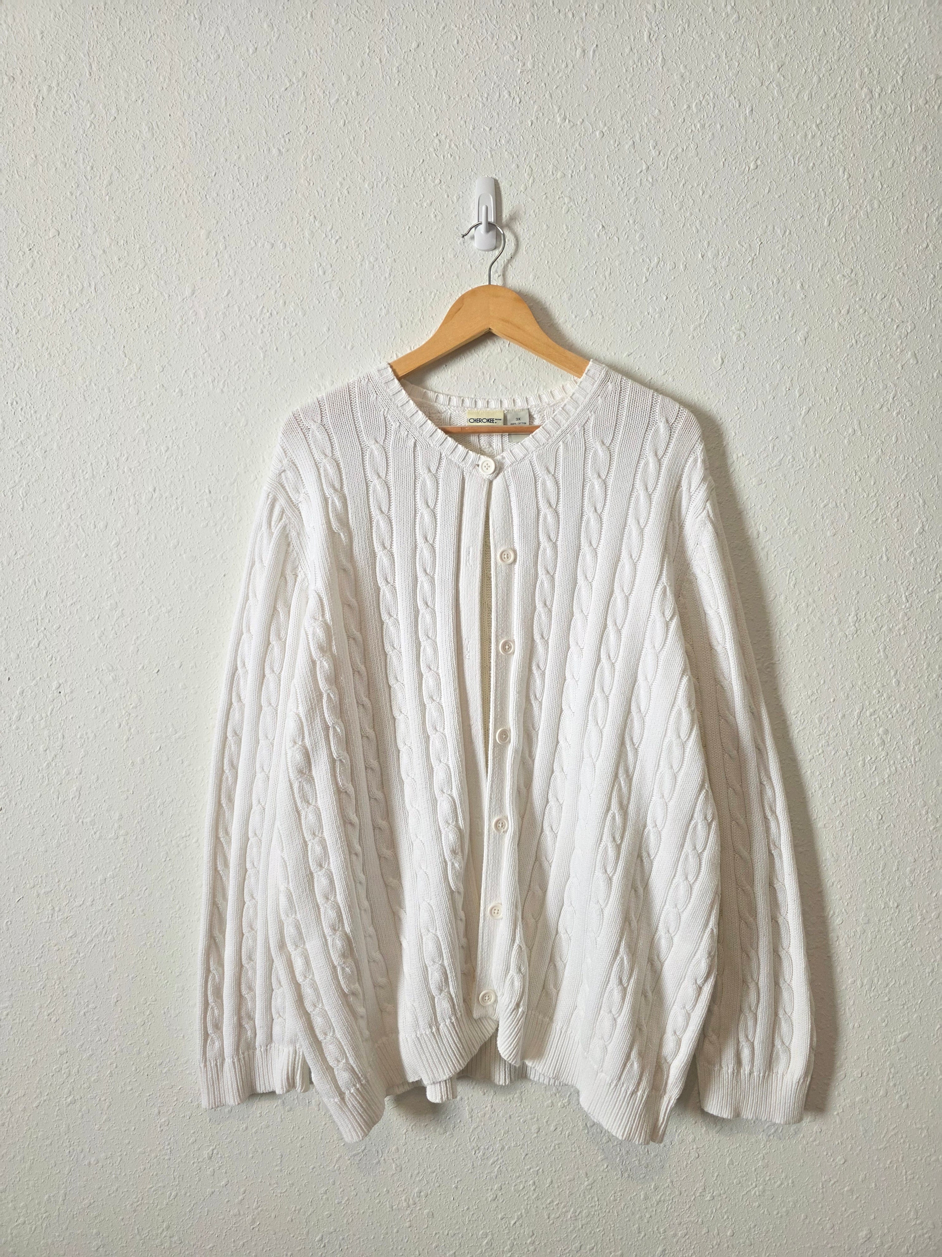 Vintage Cable Knit Cotton Cardigan (3X)